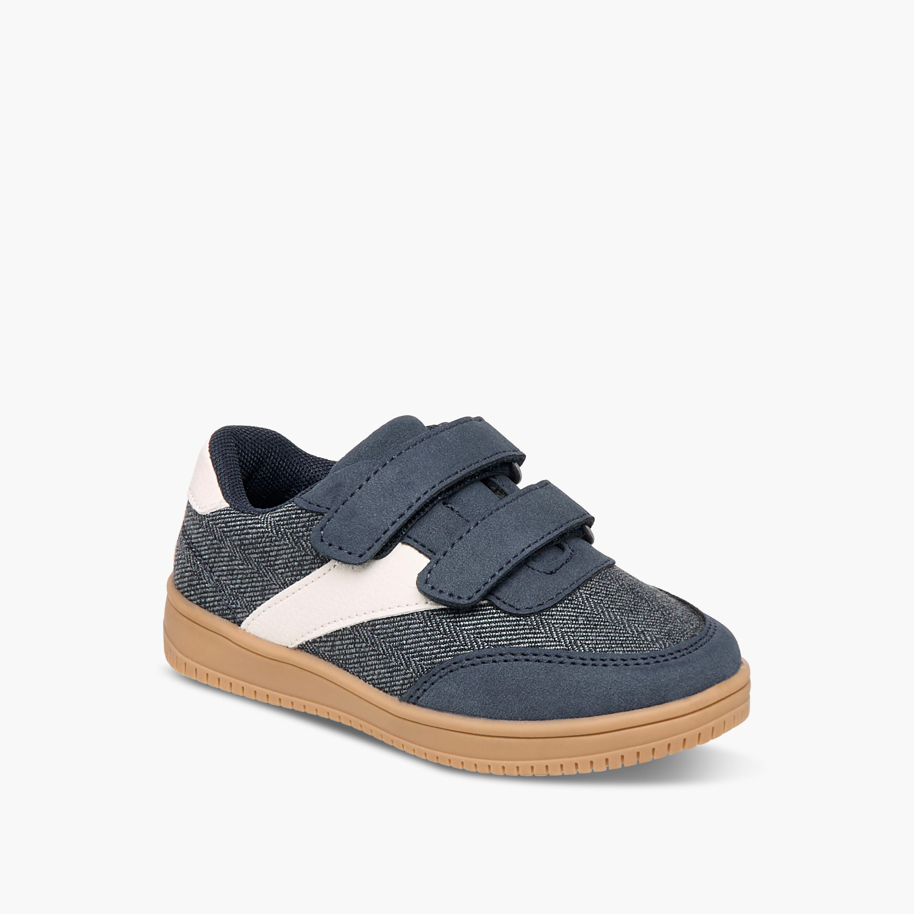 Juniors Panelled Sneakers with Hook and Loop Closure-boys-shoes-sneakers-image-2
