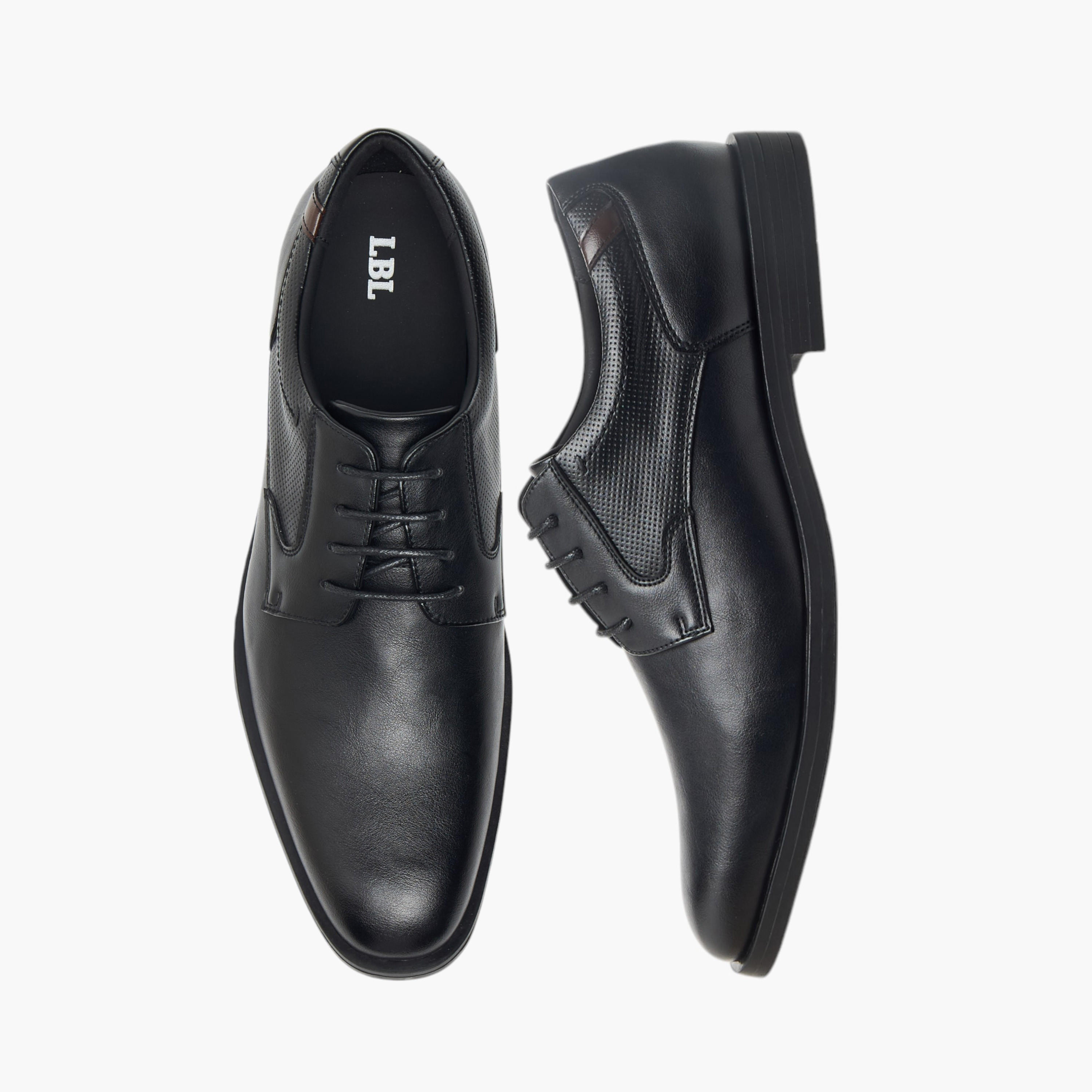 LBL by Shoexpress Textured Derby Shoes with Lace-Up Closure-men-shoes-formalshoes-image-1
