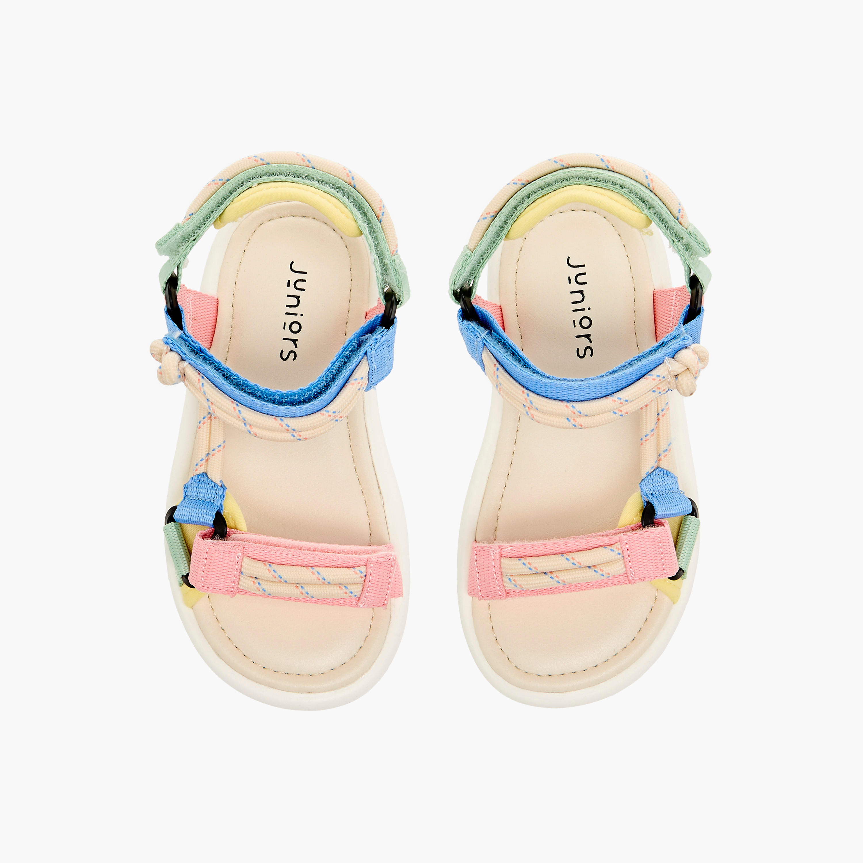 Juniors Colourblock Strappy Sandals with Hook and Loop Closure-girls-shoes-sandals-image-1