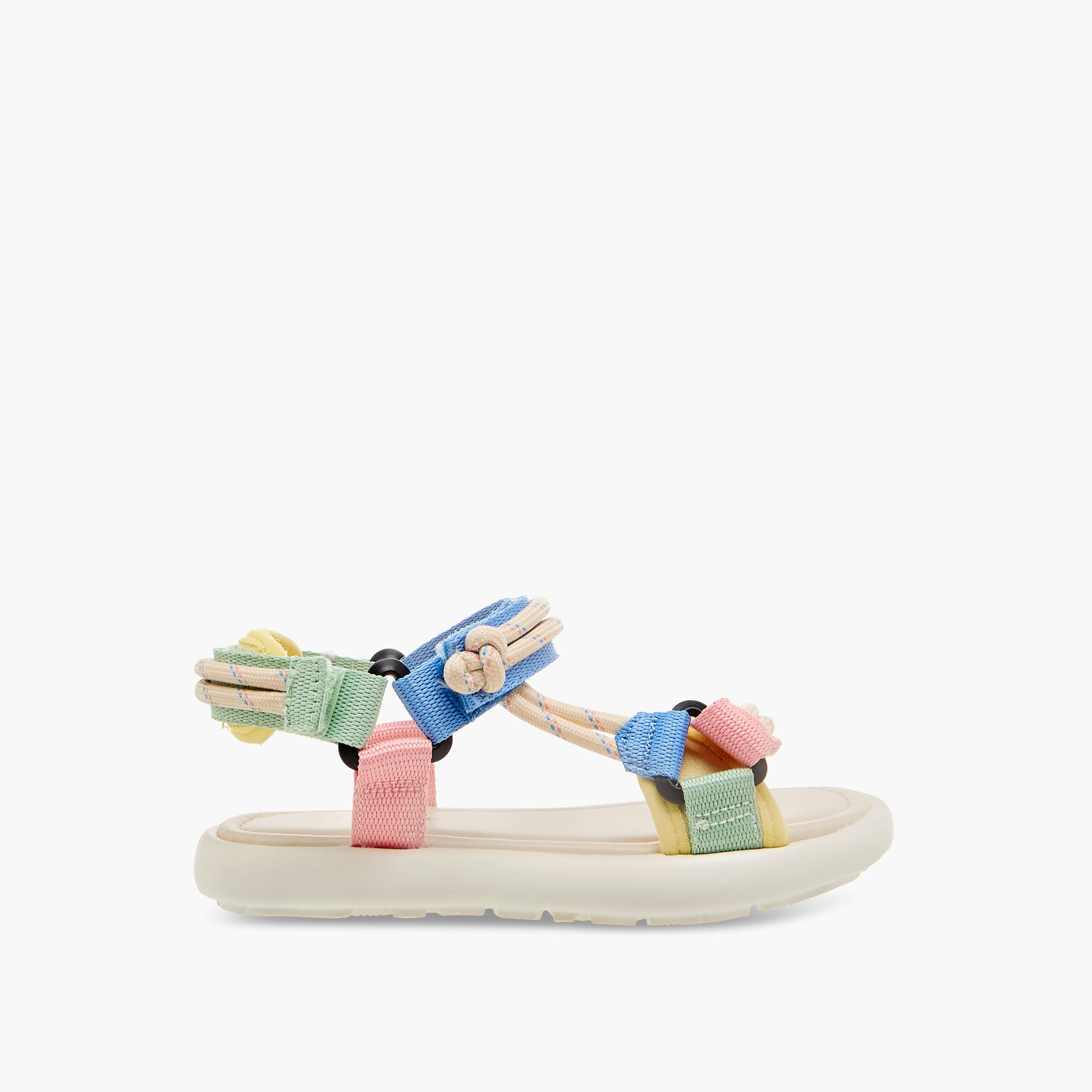 Juniors Colourblock Strappy Sandals with Hook and Loop Closure-girls-shoes-sandals-image-2