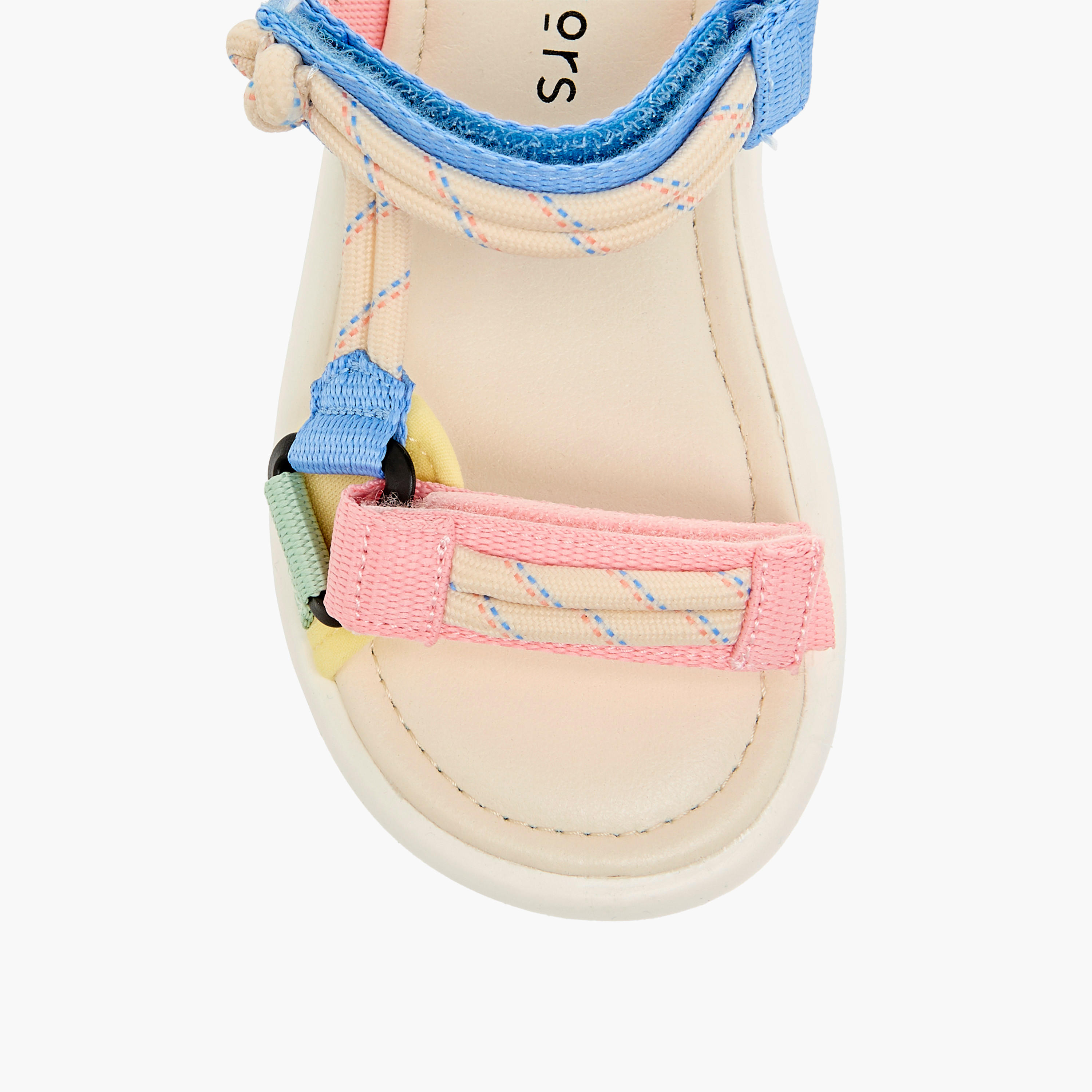Juniors Colourblock Strappy Sandals with Hook and Loop Closure-girls-shoes-sandals-image-3
