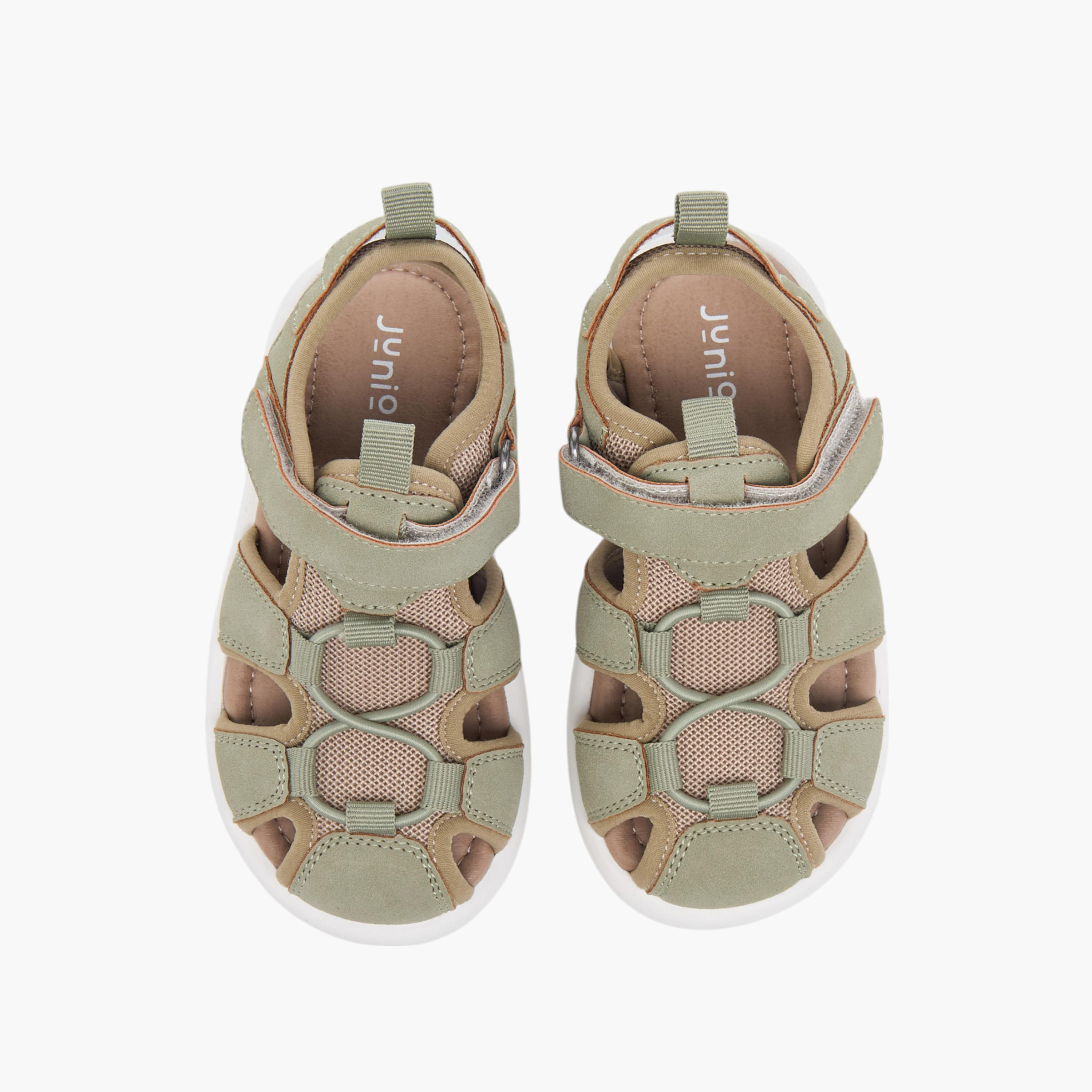 Juniors Textured Fisherman Sandals with Hook and Loop Closure-boys-shoes-sandals-image-1