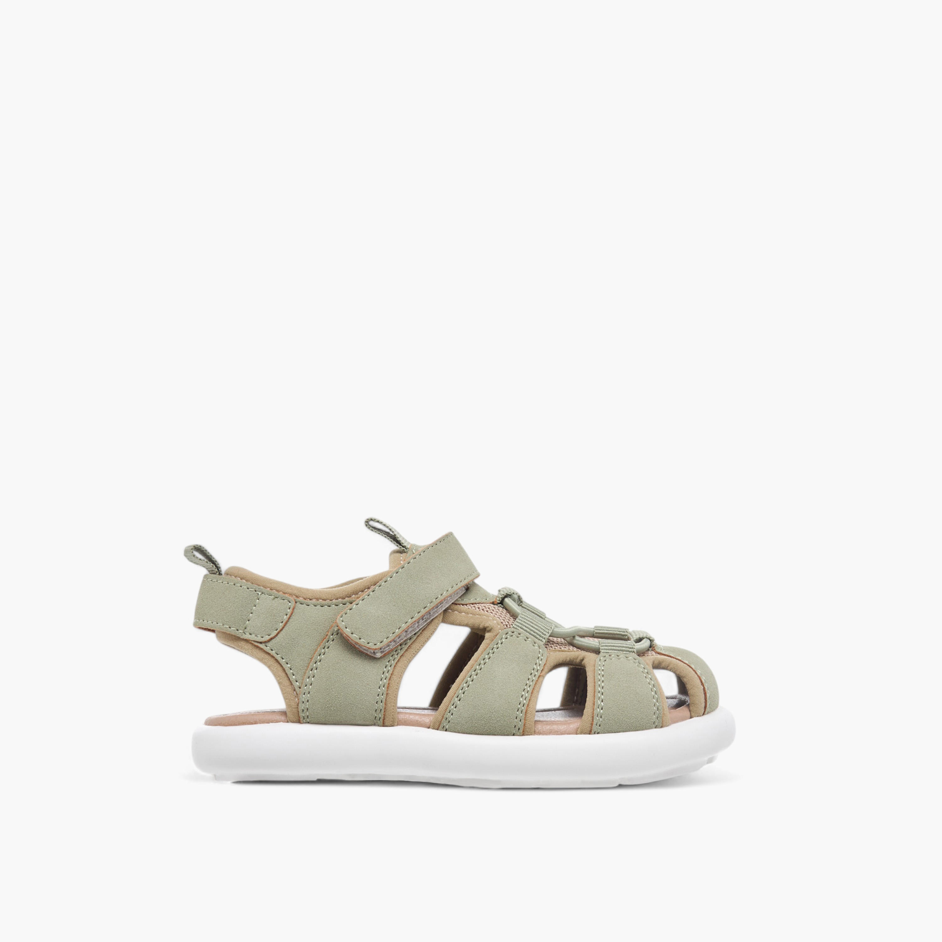 Juniors Textured Fisherman Sandals with Hook and Loop Closure-boys-shoes-sandals-image-2