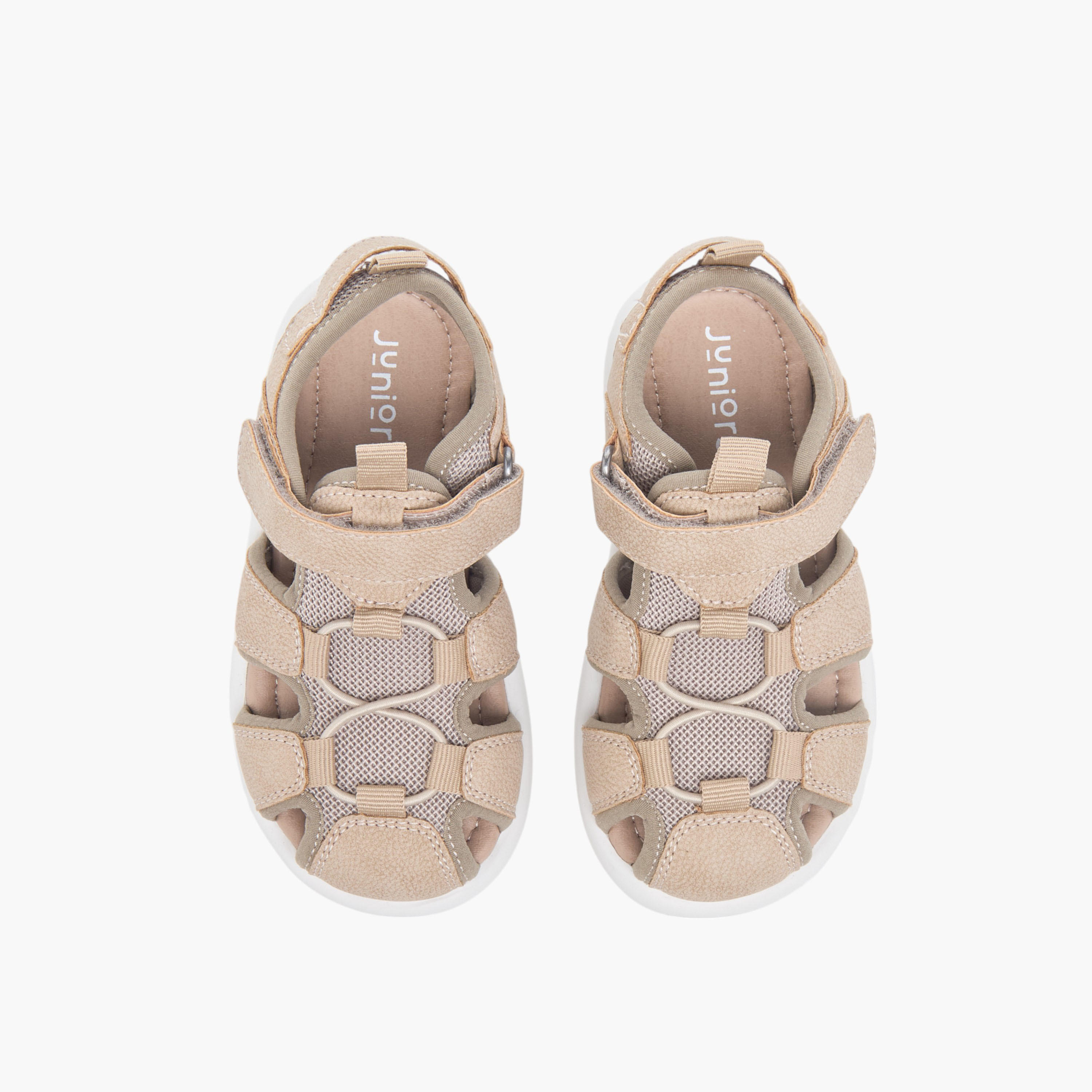 Juniors Textured Fisherman Sandals with Hook and Loop Closure-boys-shoes-sandals-image-1