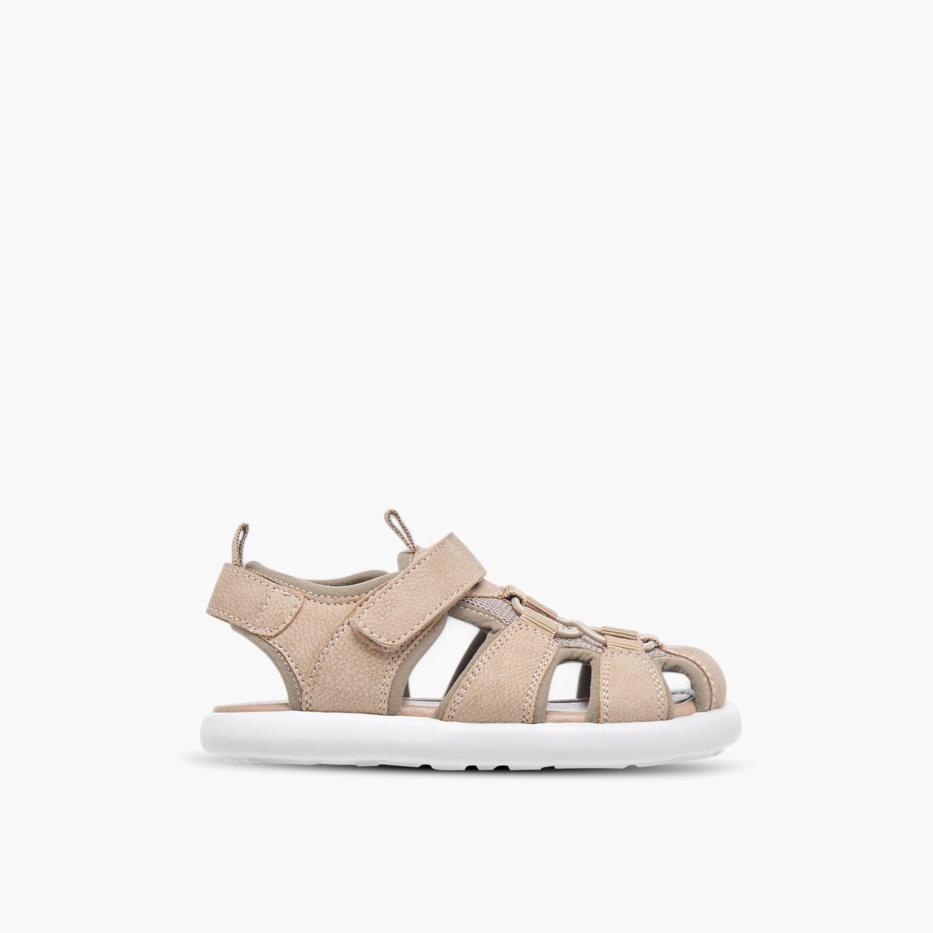 Juniors Textured Fisherman Sandals with Hook and Loop Closure-boys-shoes-sandals-image-2