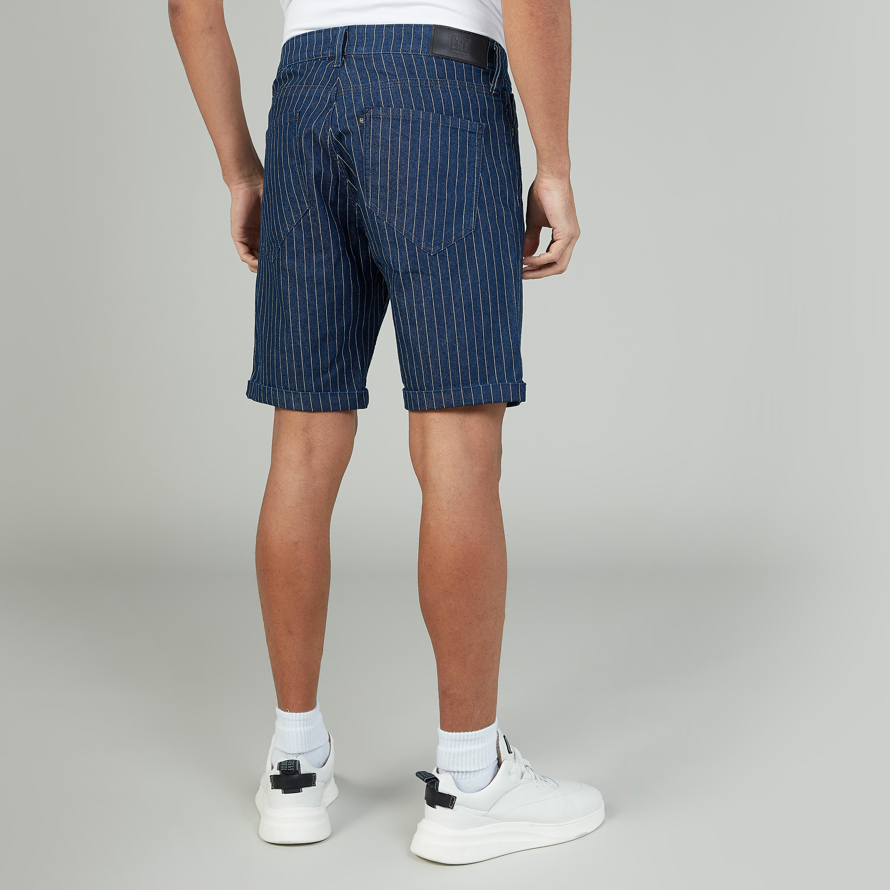 Striped Shorts with Pocket Detail and Belt Loops-men-clothing-bottoms-shorts-image-4