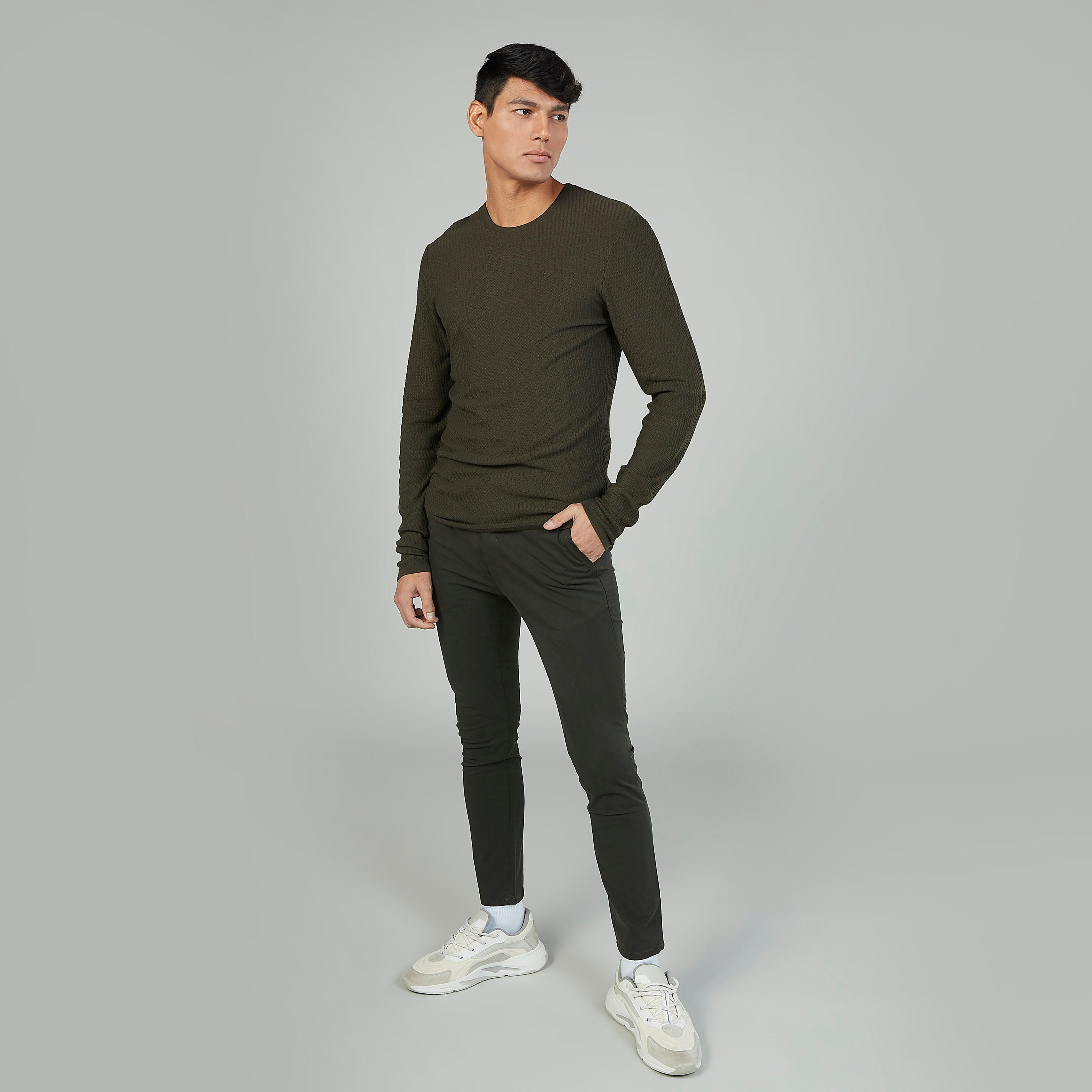 Textured Sweater with Long Sleeves-men-clothing-sweatersandpullovers-image-2