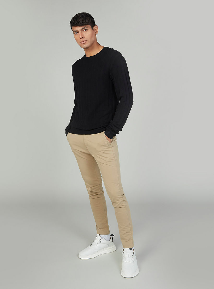 بنطلون شينو سادة بجيوب وعراوي-men-clothing-bottoms-trousersandchinos-trousers-image-2