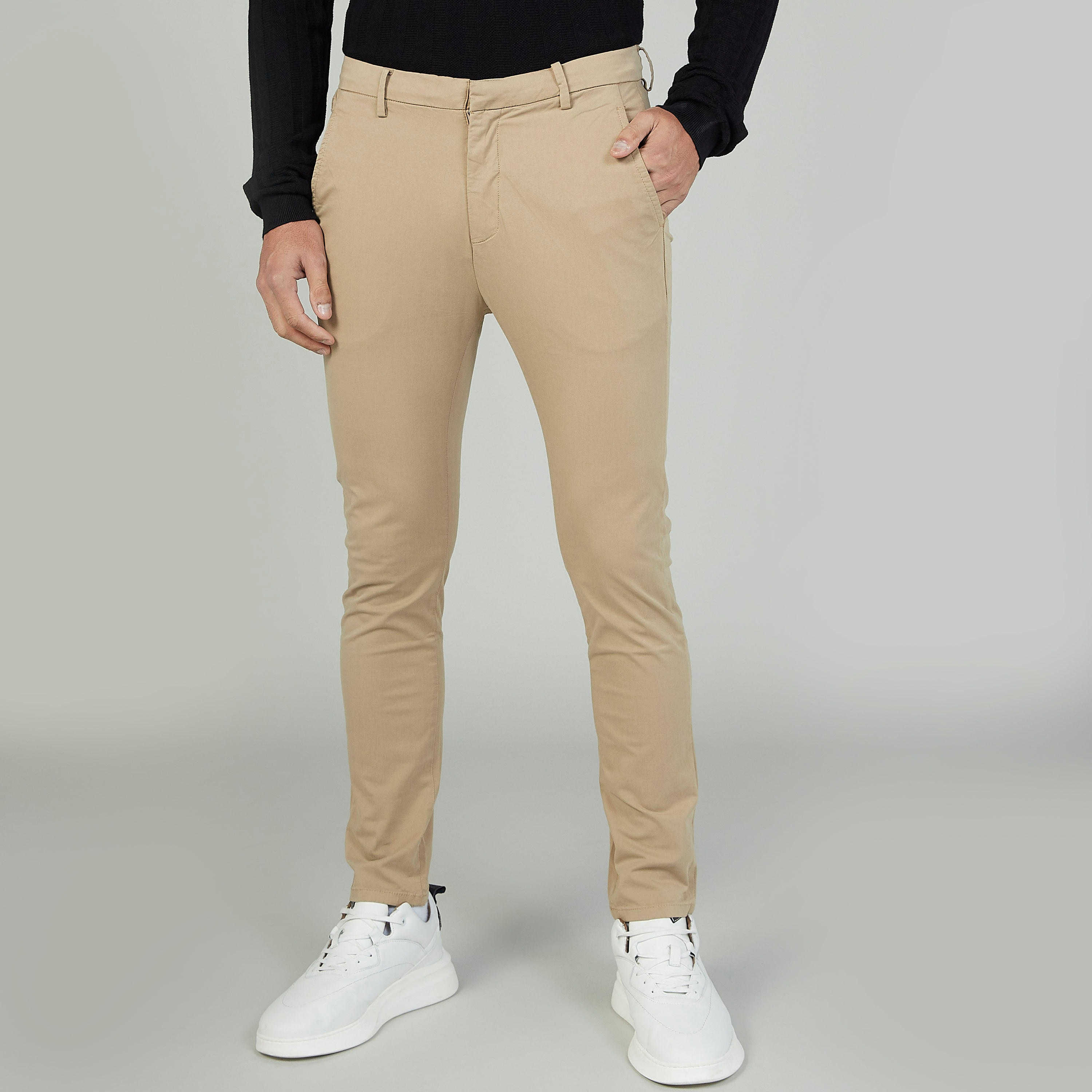 بنطلون شينو سادة بجيوب وعراوي-men-clothing-bottoms-trousersandchinos-trousers-image-4