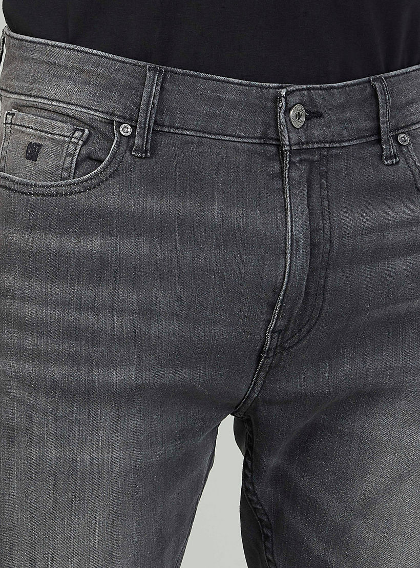 بنطلون جينز طويل بارز الملمس بجيوب وحلقات للحزام-men-clothing-bottoms-jeans-image-3