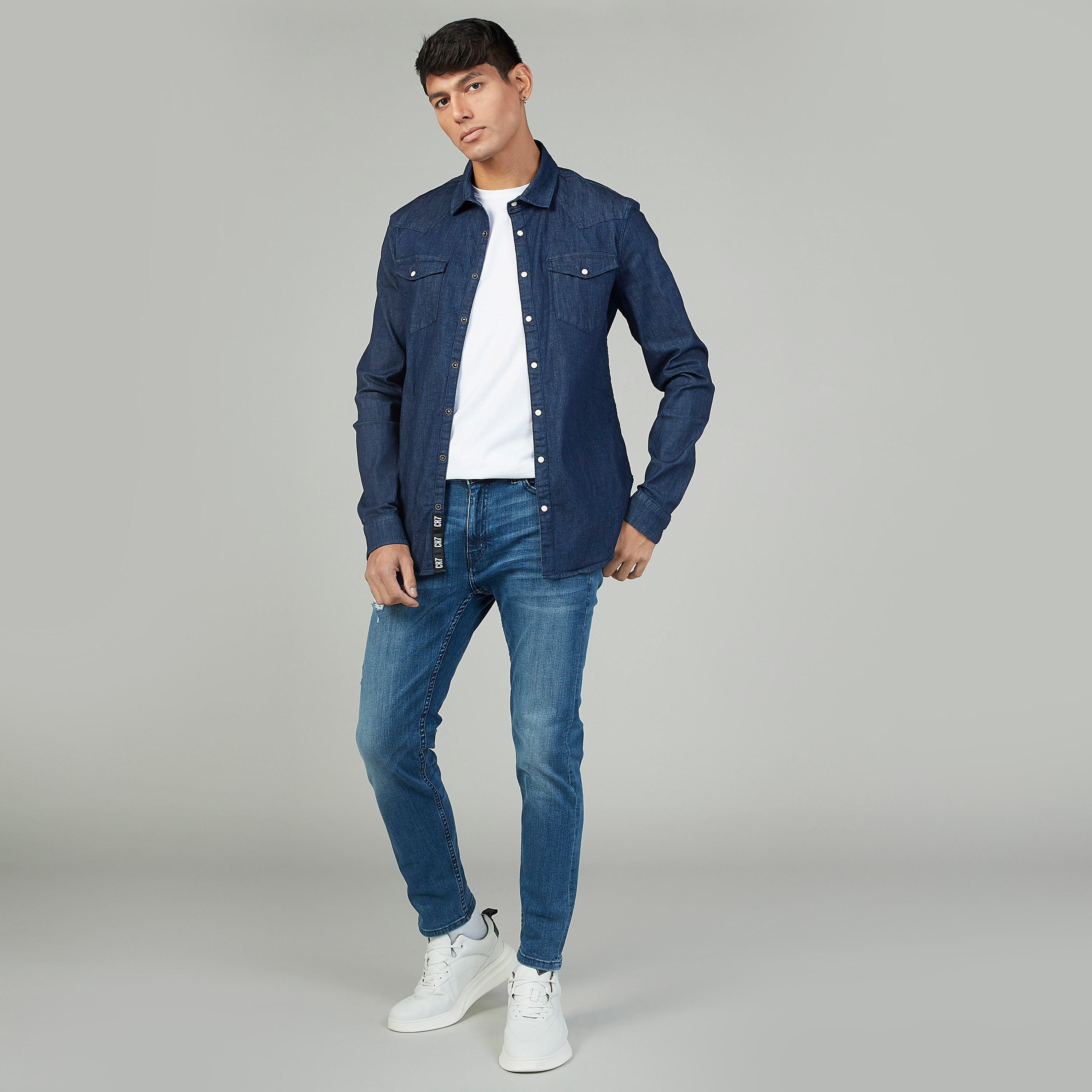 Distressed Jeans with Belt Loops and Pocket Detail-men-clothing-bottoms-jeans-image-2