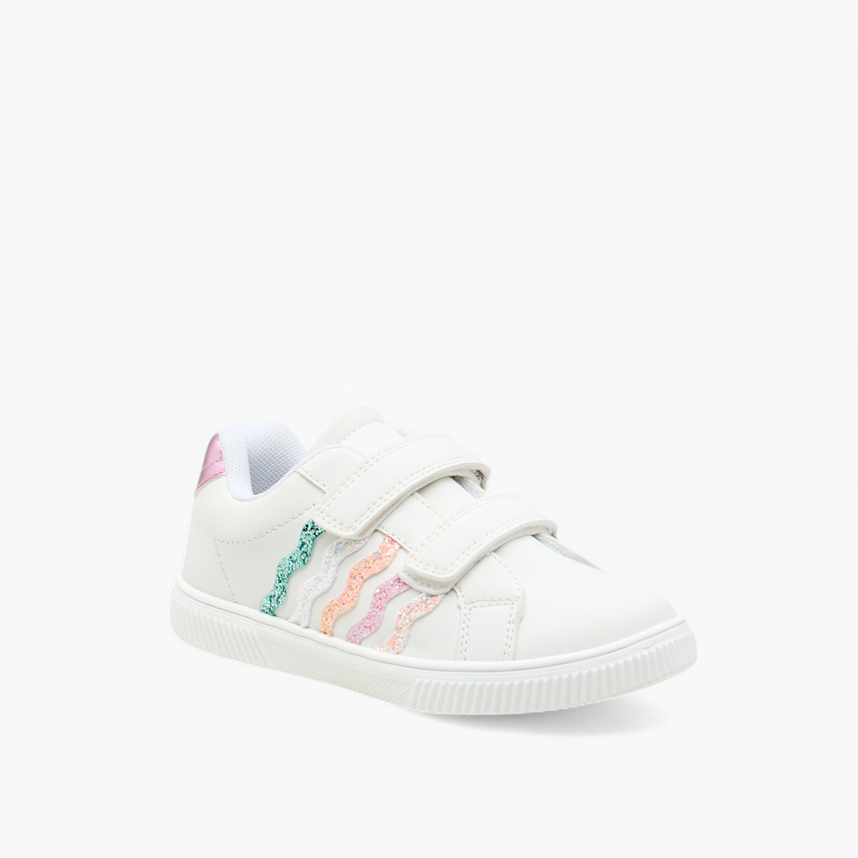 Juniors Glitter Embellished Sneakers with Hook and Loop Closure-girls-shoes-sneakers-image-2