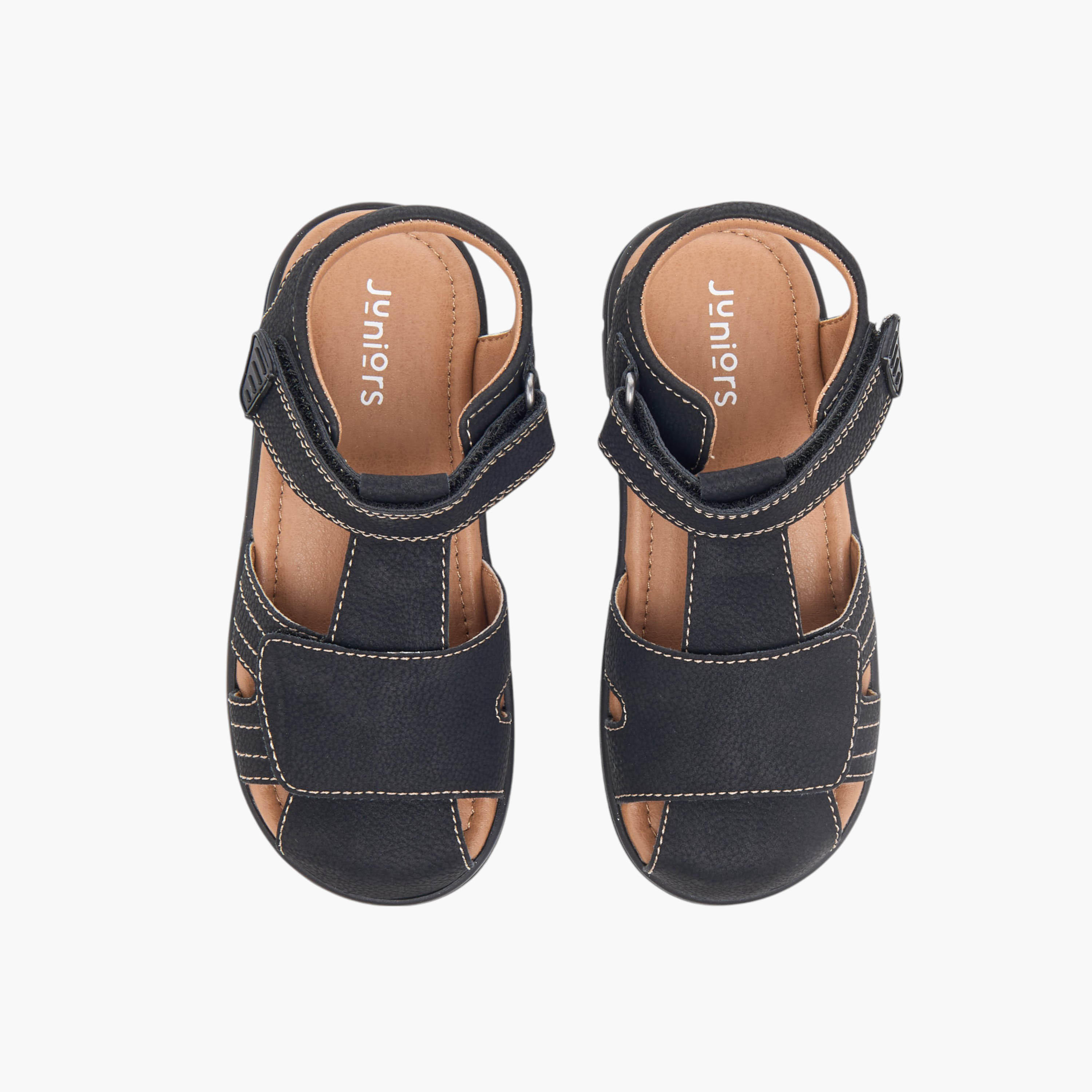 Juniors Stitch Detail Fisherman Sandals with Hook and Loop Closure-boys-shoes-sandals-image-1
