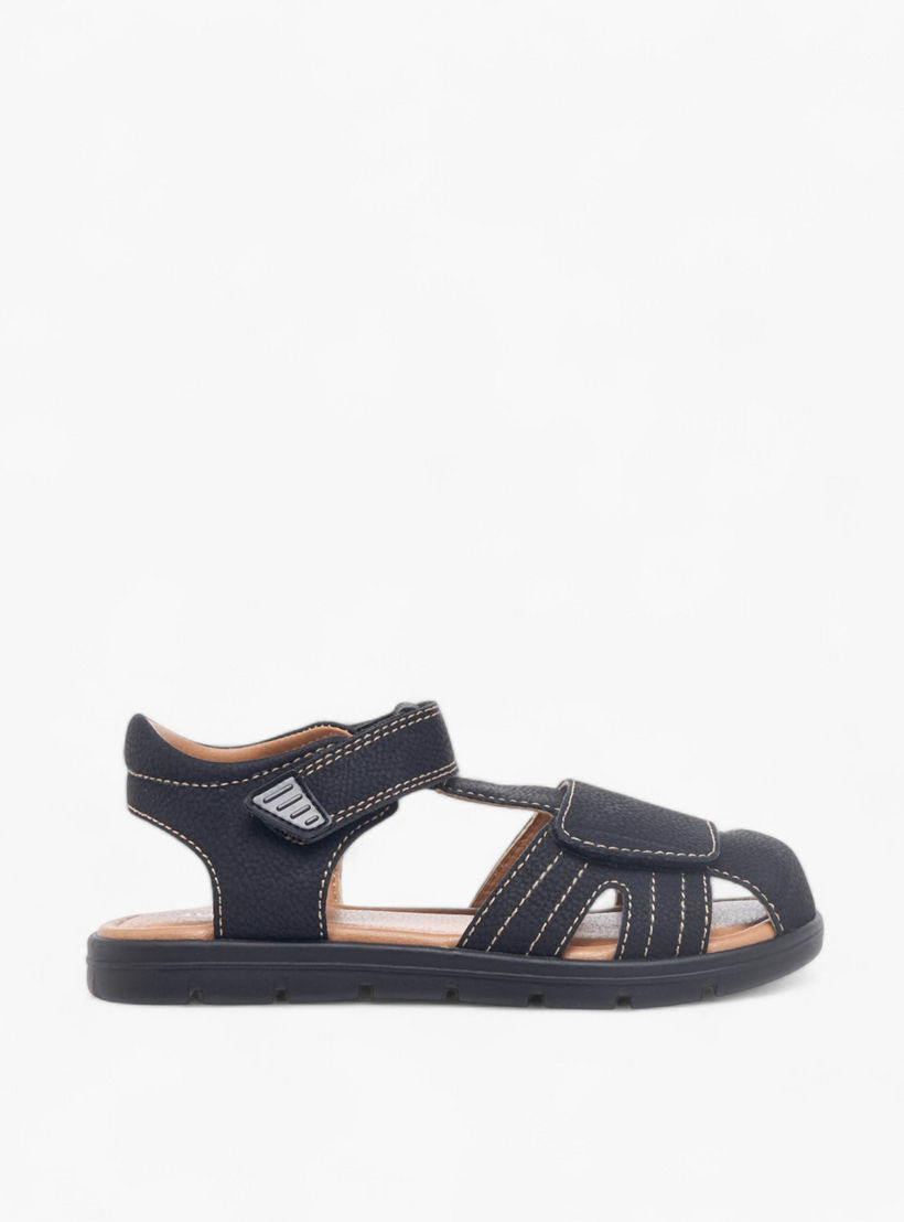 Juniors Stitch Detail Fisherman Sandals with Hook and Loop Closure-boys-shoes-sandals-image-2