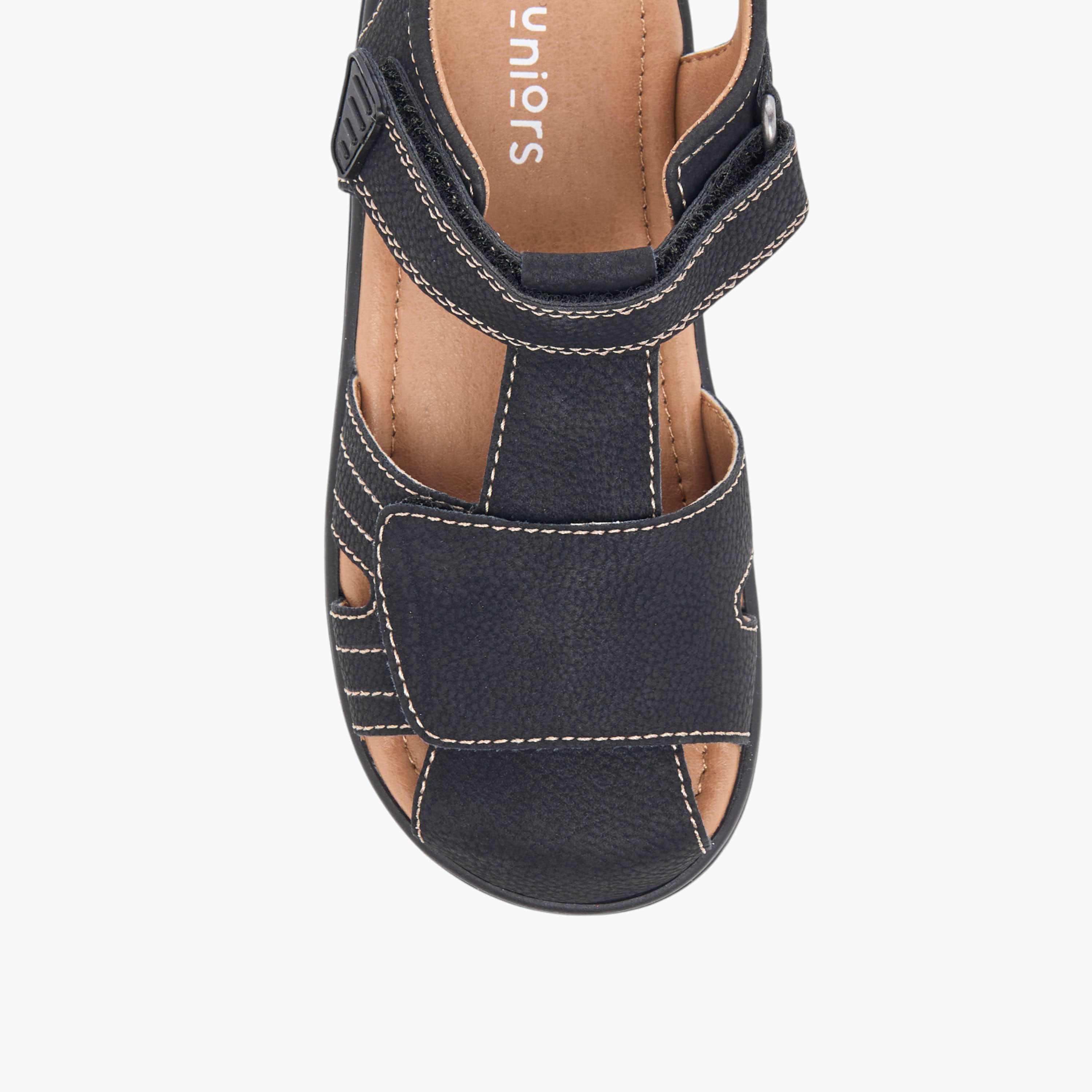 Juniors Stitch Detail Fisherman Sandals with Hook and Loop Closure-boys-shoes-sandals-image-3