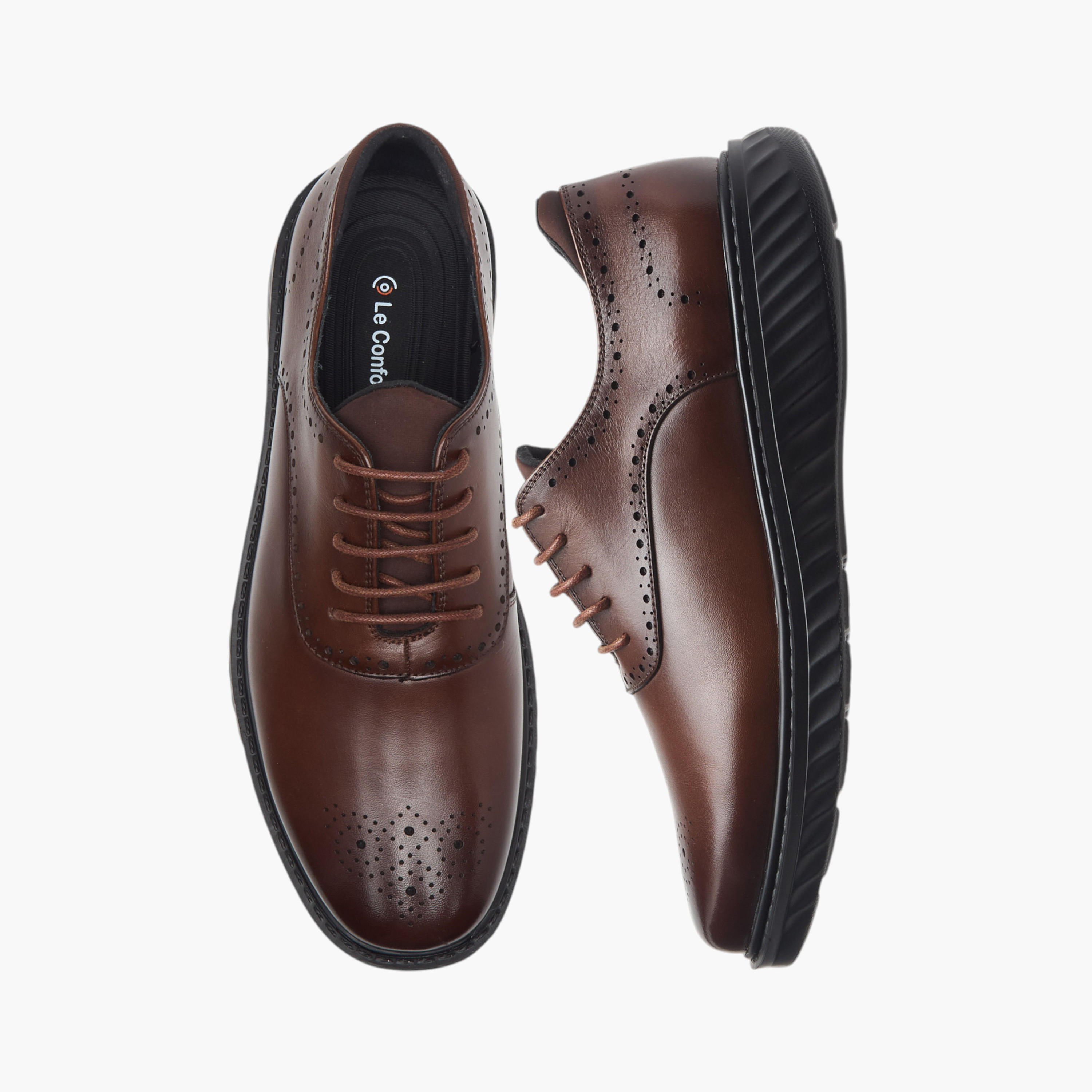 حذاء أكسفورد جلد مثقب برباط من لو كونفورت-men-shoes-formalshoes-image-1