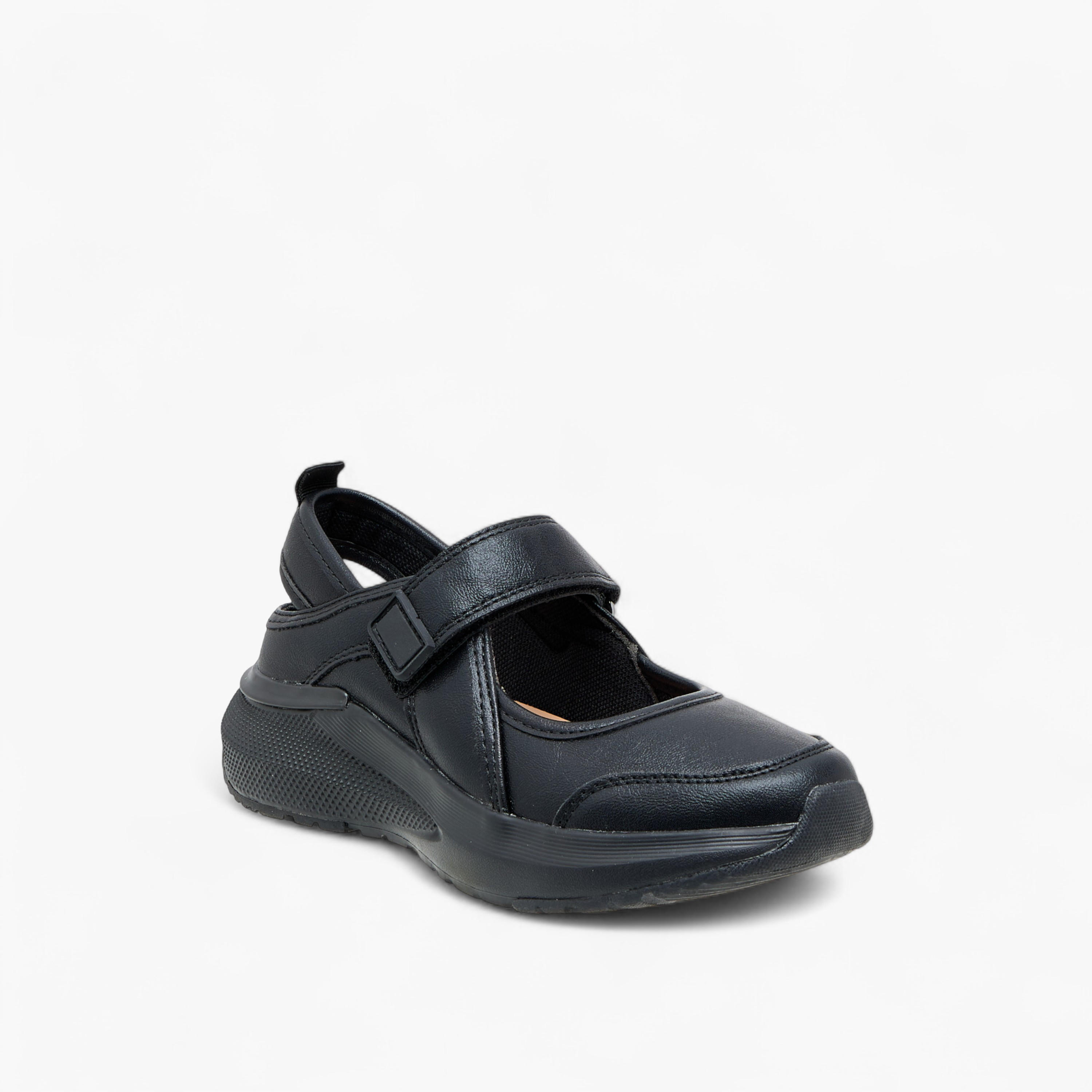 Little Missy Panelled School Shoes with Hook and Loop Closure-girls-shoes-schoolshoes-image-2
