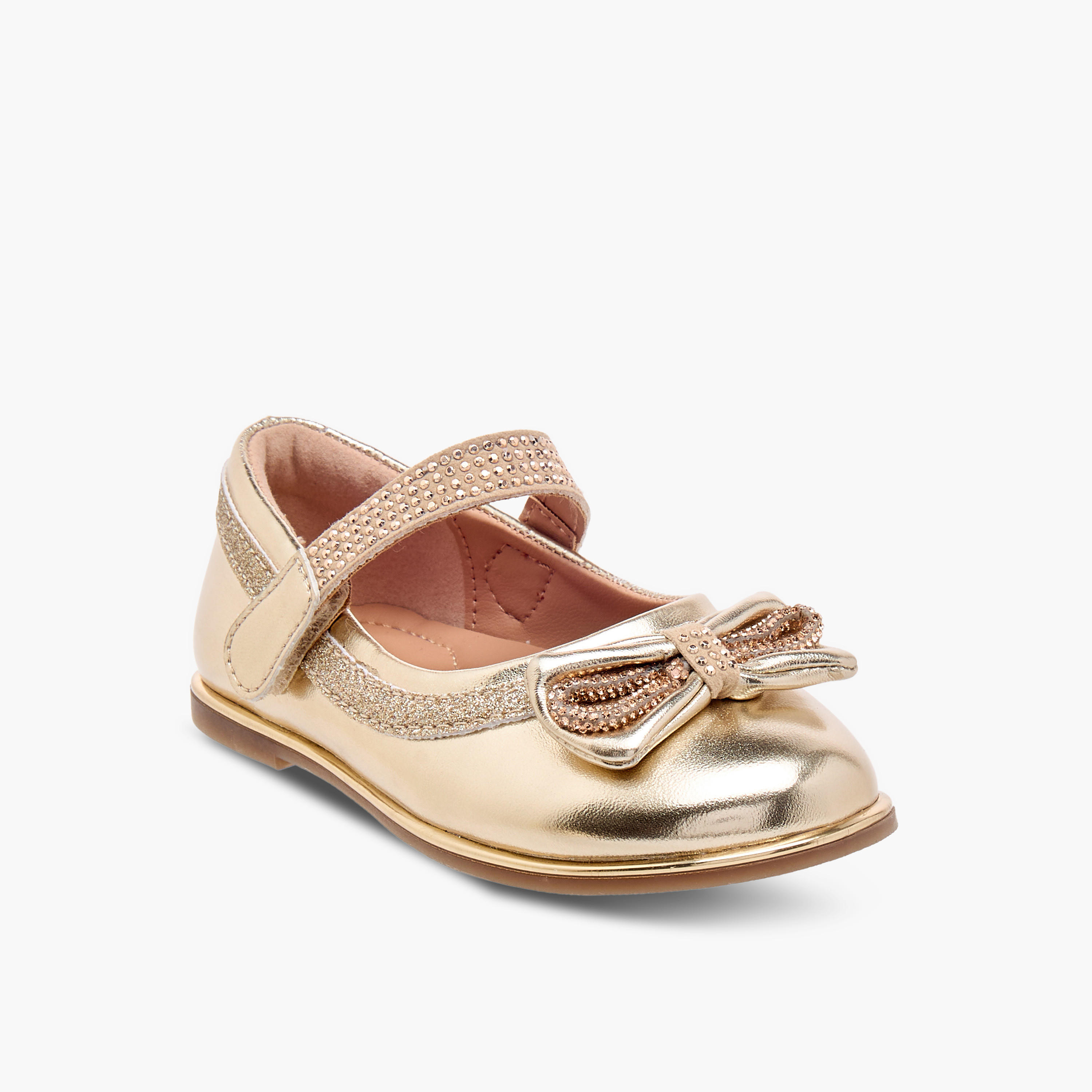 Barefeet Bow Embellished Mary Jane Shoes with Hook and Loop Closure-girls-shoes-maryjanes-image-2