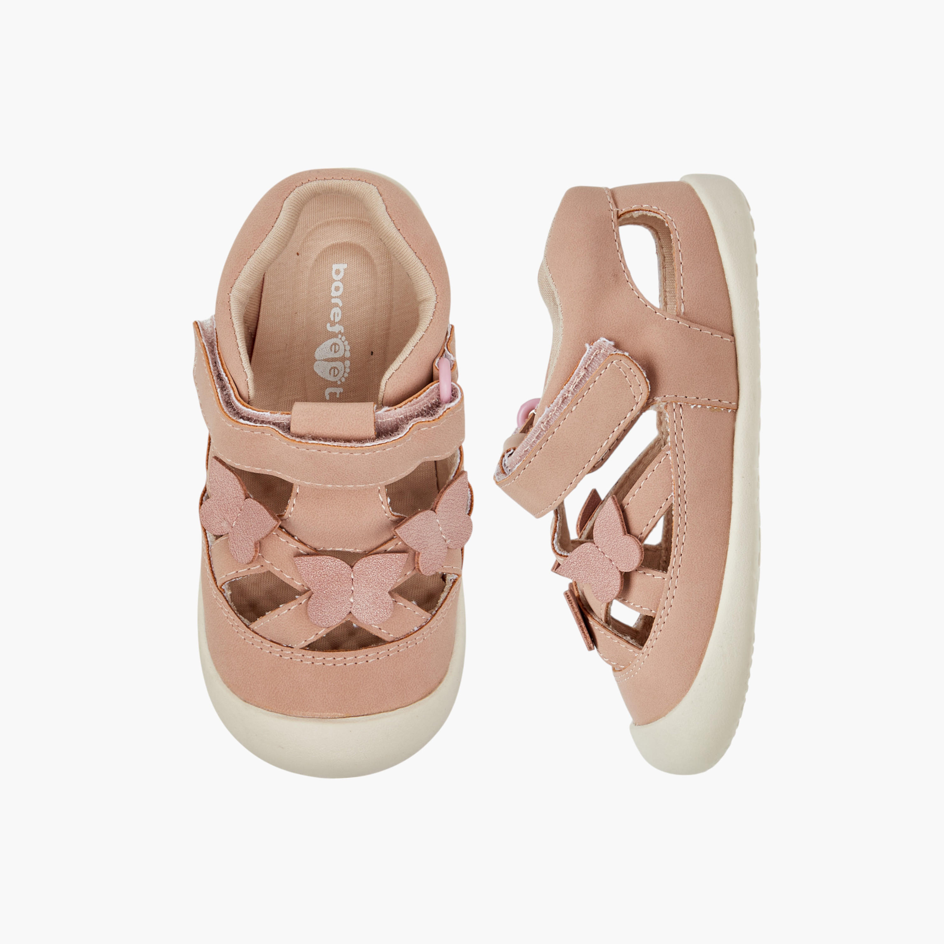 Barefeet Butterfly Applique Sandals with Hook and Loop Closure-girls-shoes-sandals-image-1