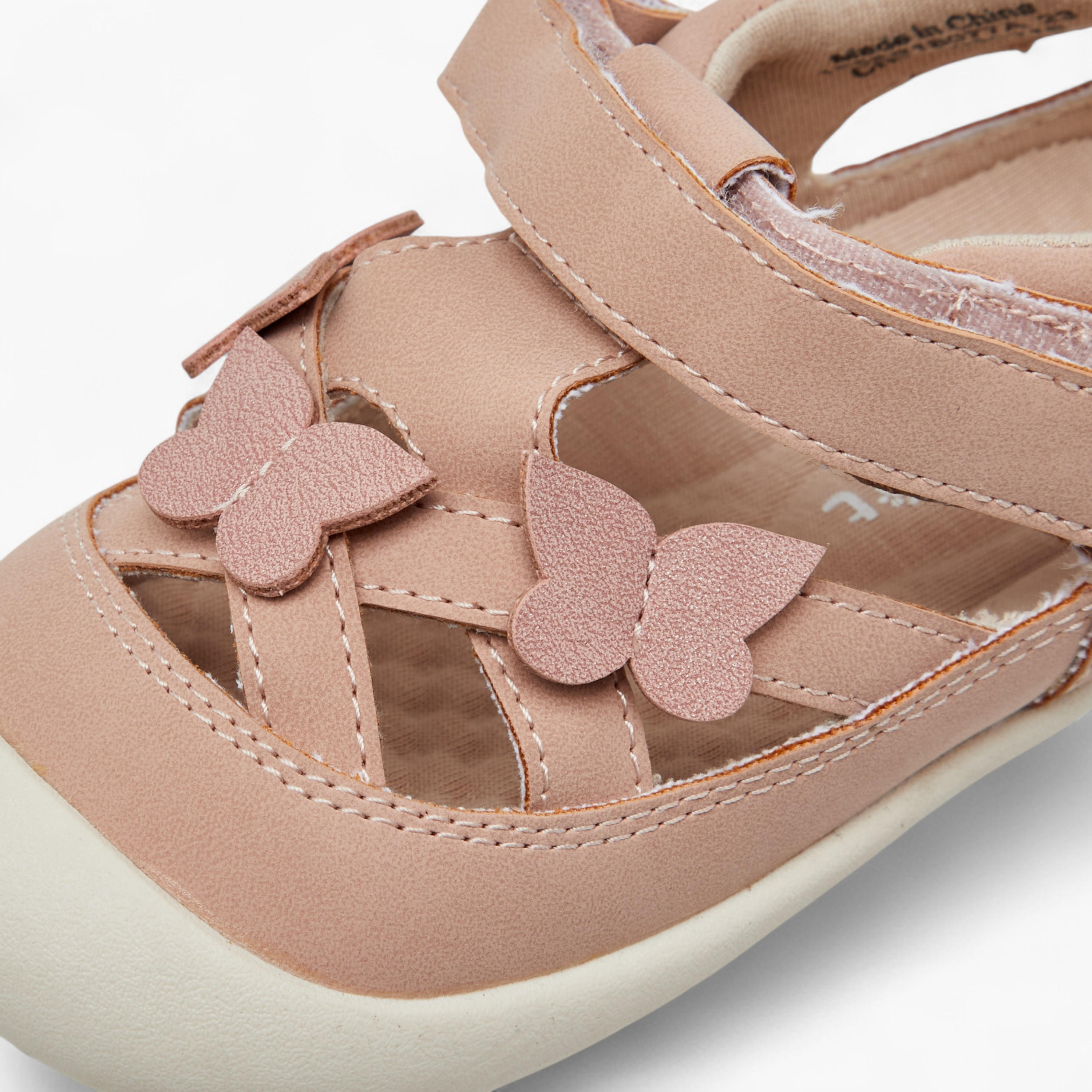 Barefeet Butterfly Applique Sandals with Hook and Loop Closure-girls-shoes-sandals-image-4