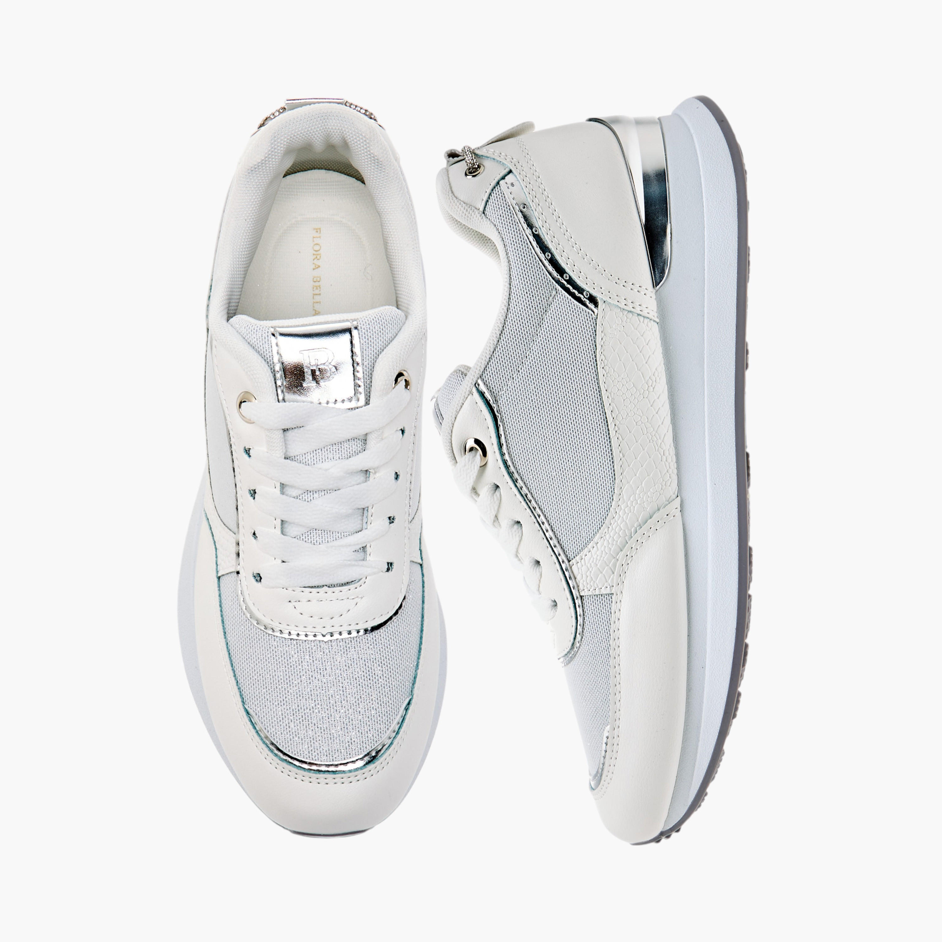 Flora Bella Panelled Sneakers with Lace-Up Closure-women-shoes-sneakers-image-1