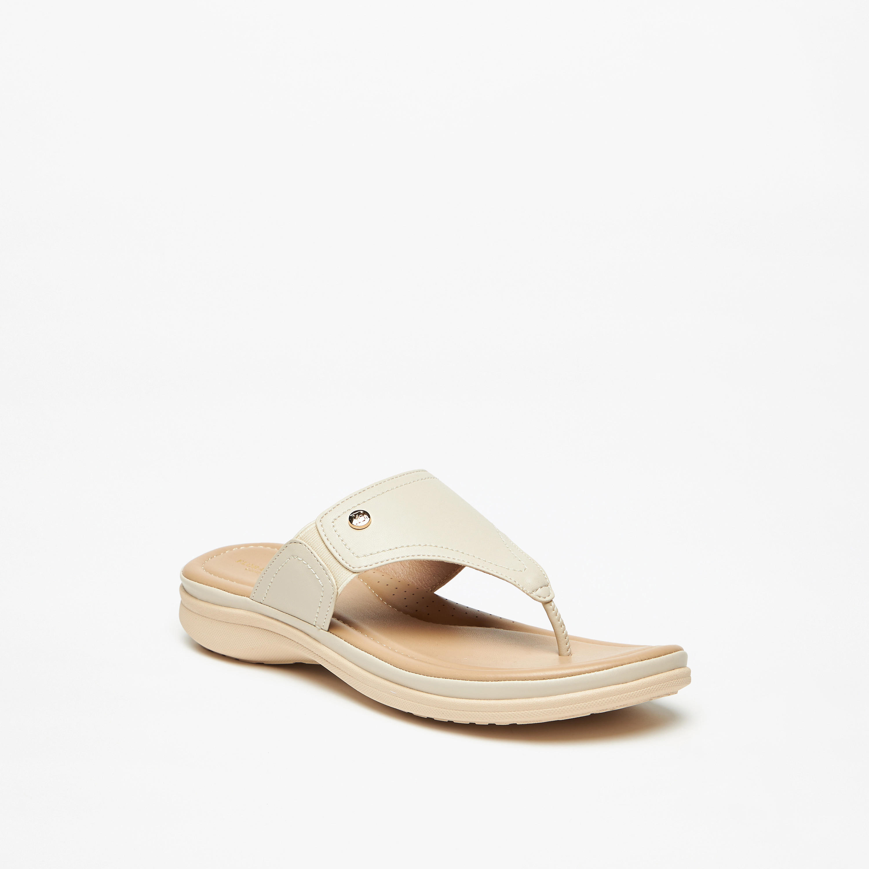 Flora Bella Solid Slip-On Sandals with Logo Accent-women-shoes-flats-sandals-image-1