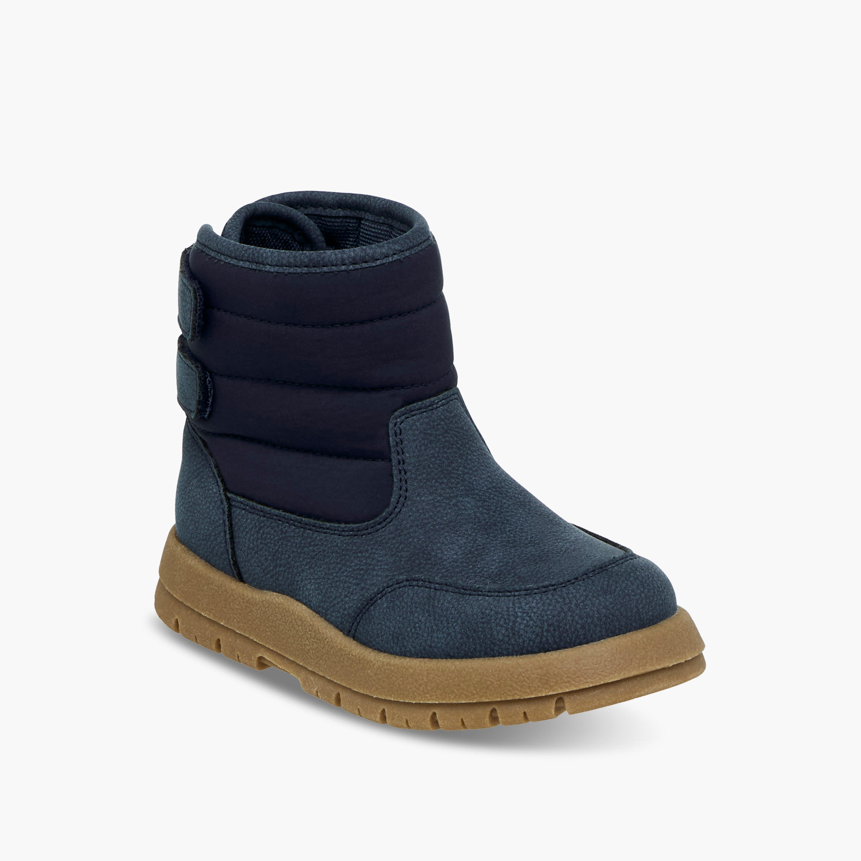 Juniors Panelled Ankle Boots with Hook and Loop Closure-boys-shoes-boots-image-2