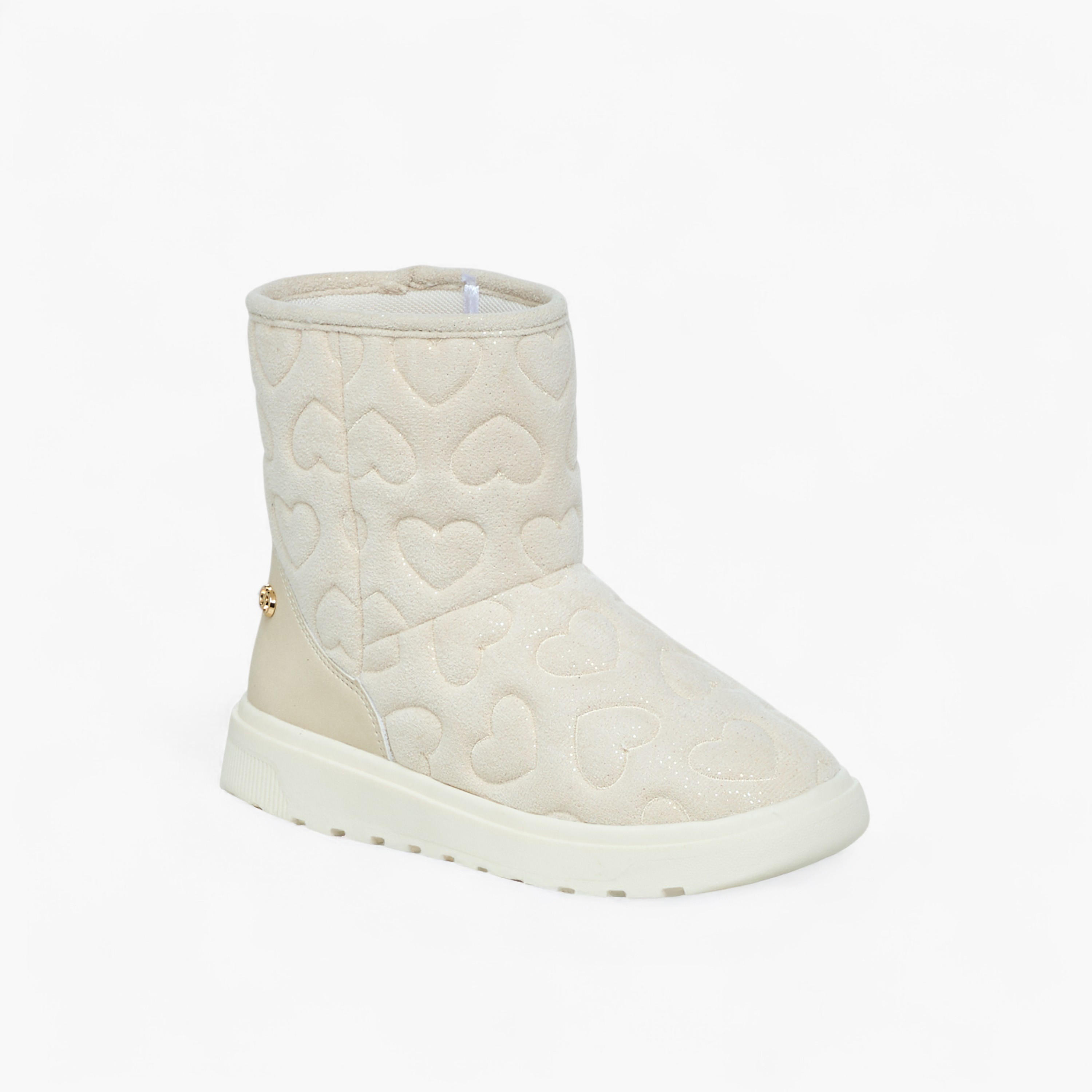Celeste Girls' Heart Embossed Slip-On Ankle Boots-girls-shoes-boots-image-2