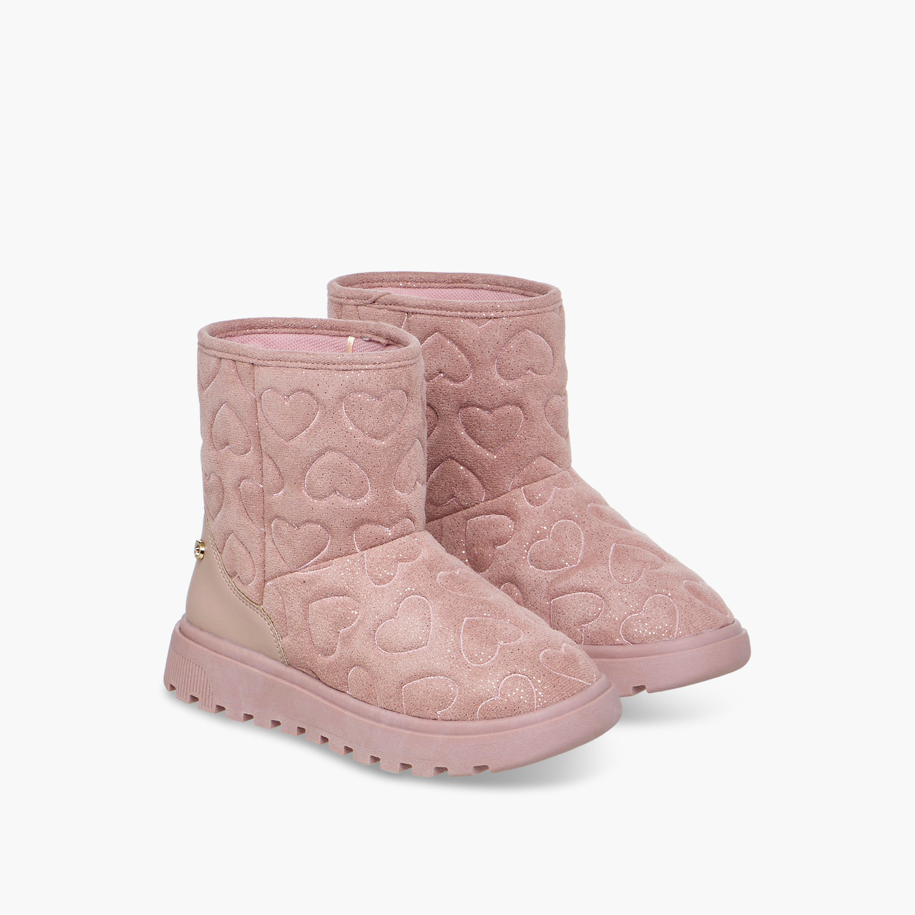 Celeste Girls' Heart Embossed Slip-On Ankle Boots-girls-shoes-boots-image-1