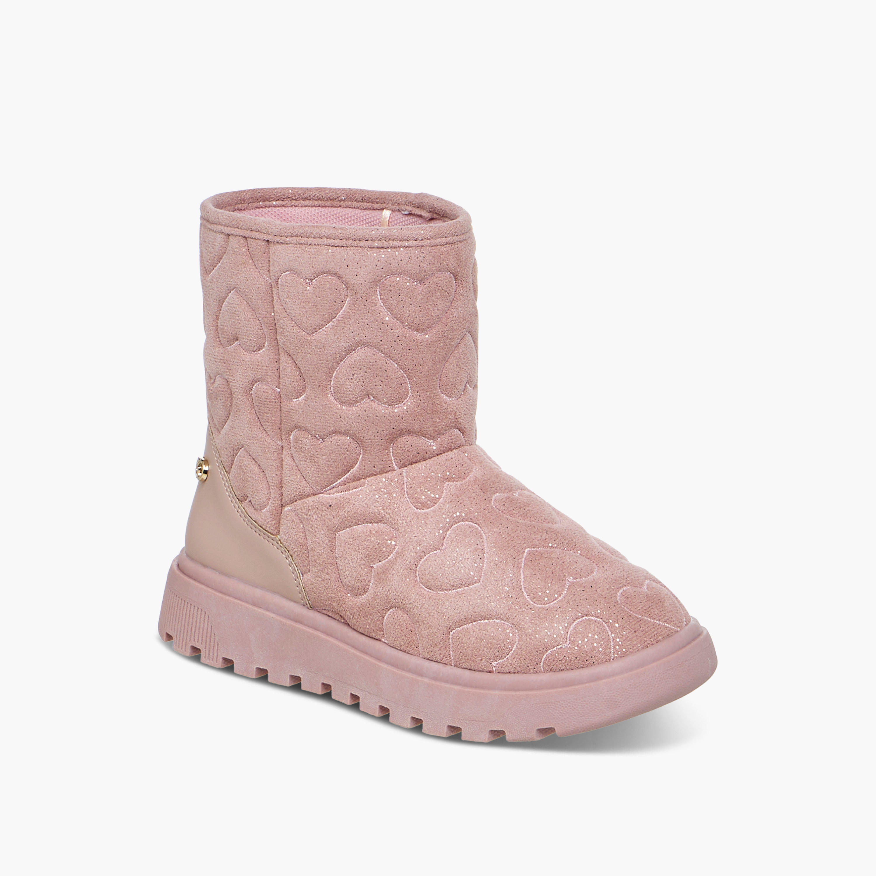 Celeste Girls' Heart Embossed Slip-On Ankle Boots-girls-shoes-boots-image-2