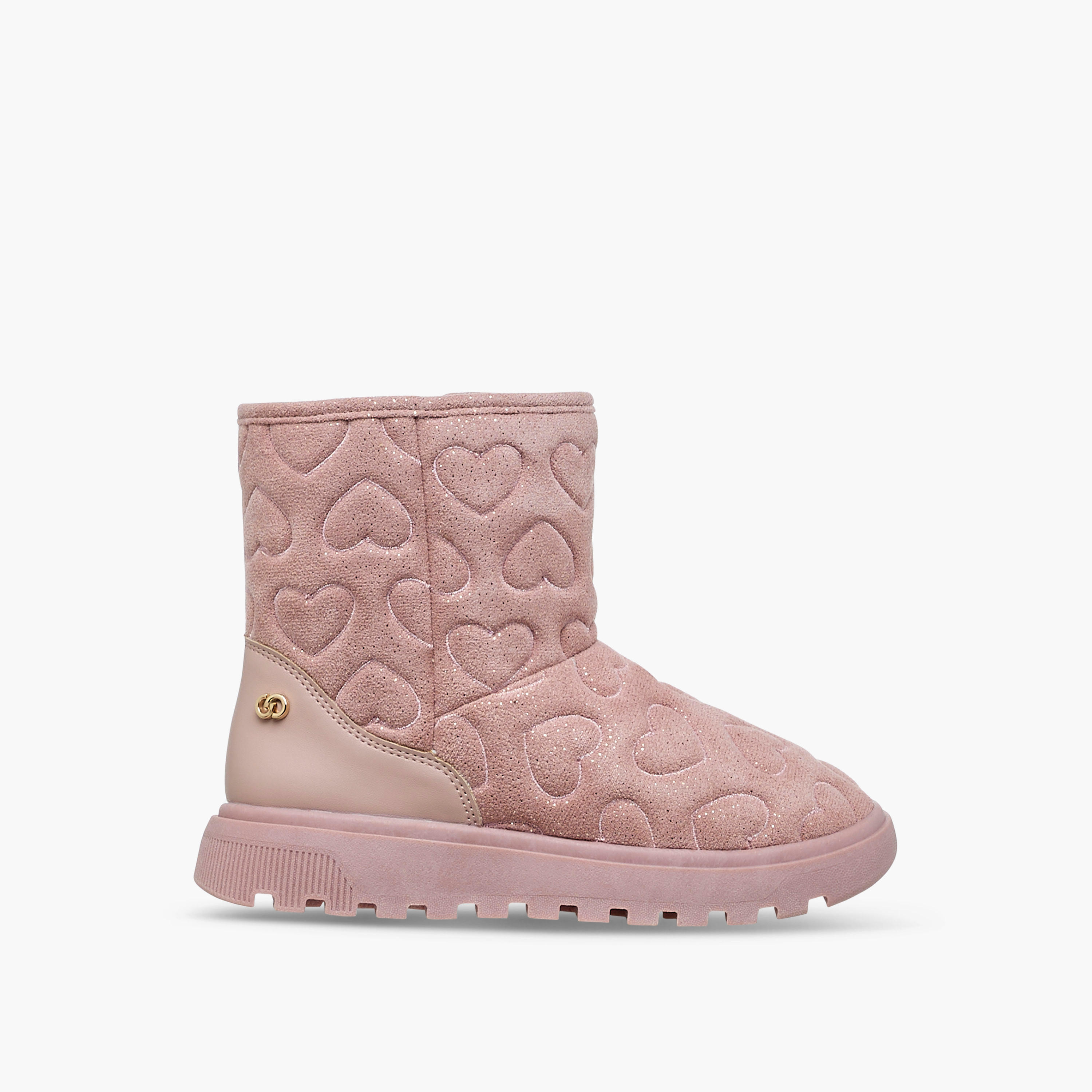 Celeste Girls' Heart Embossed Slip-On Ankle Boots-girls-shoes-boots-image-3