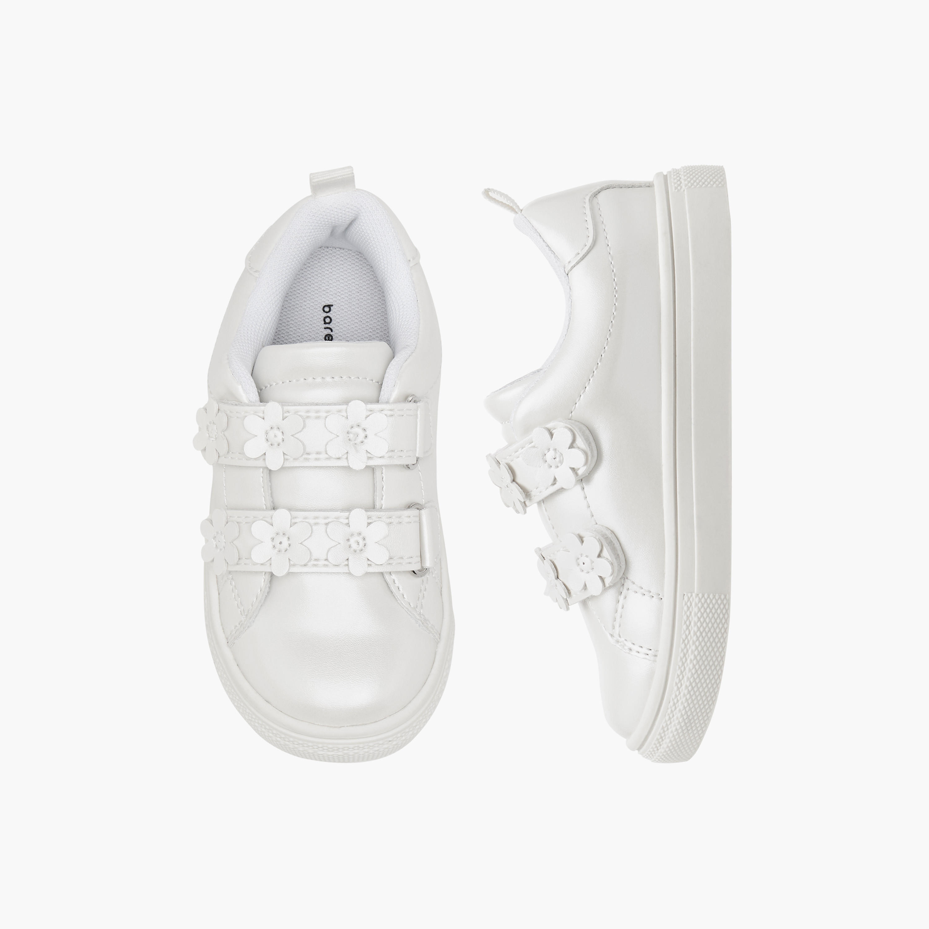 Barefeet Floral Accent Sneakers with Hook and Loop Closure-girls-shoes-sneakers-image-1