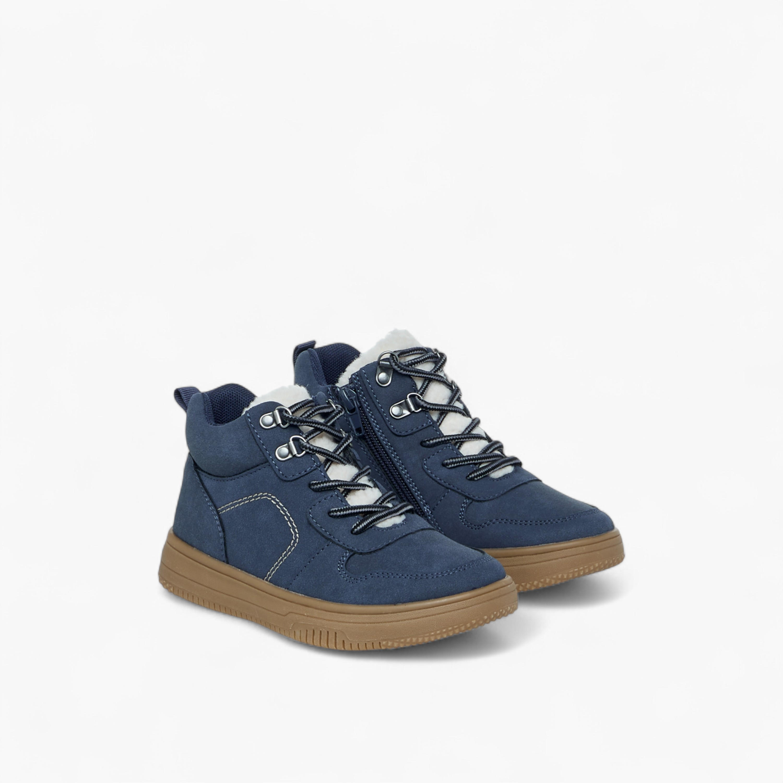 Mister Duchini Stitch Detail Ankle Boots with Lace-Up Closure-boys-shoes-boots-image-1