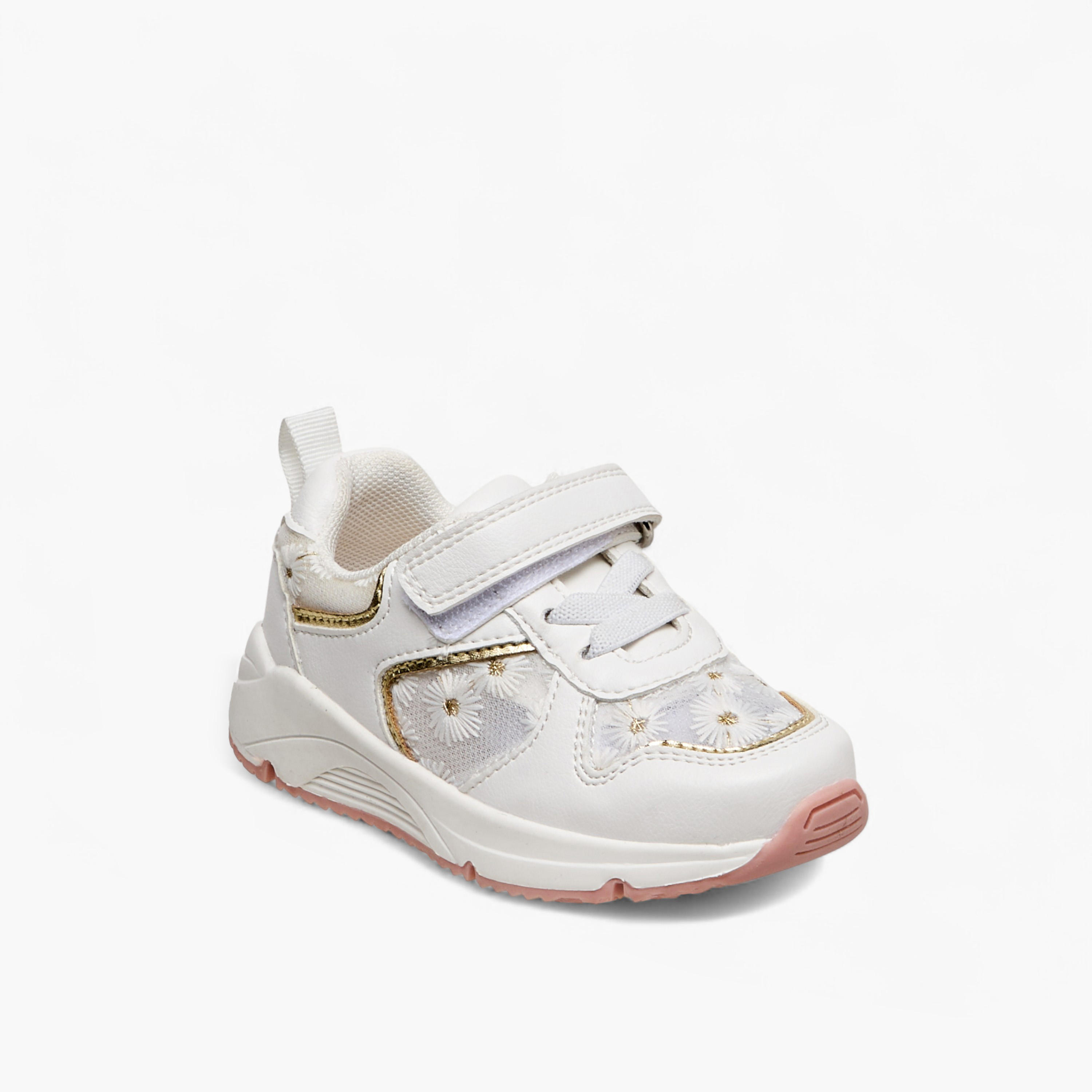 Barefeet Girls Daisy Embroidered Hook & Loop Sneakers-girls-shoes-sneakers-image-2