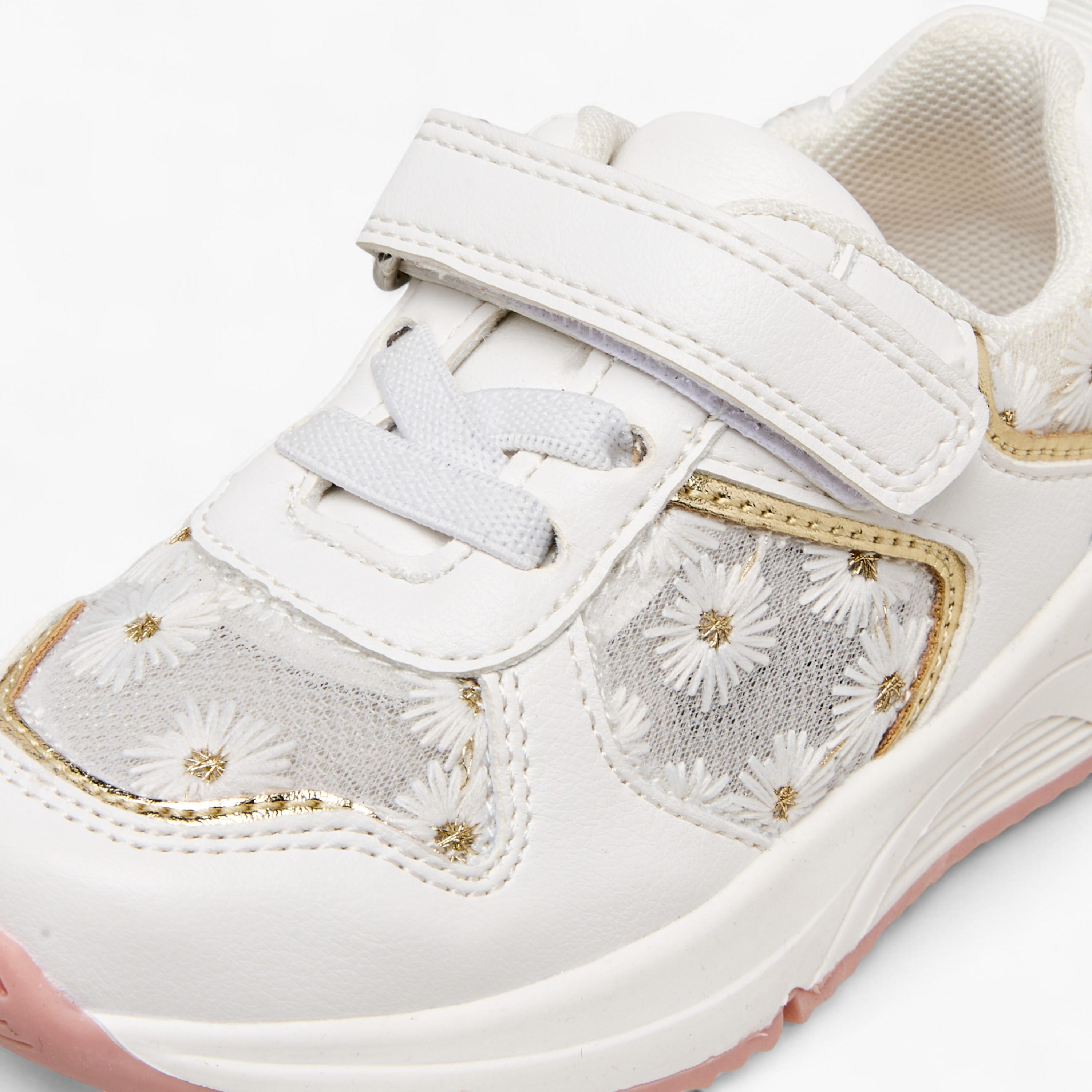 Barefeet Girls Daisy Embroidered Hook & Loop Sneakers-girls-shoes-sneakers-image-4