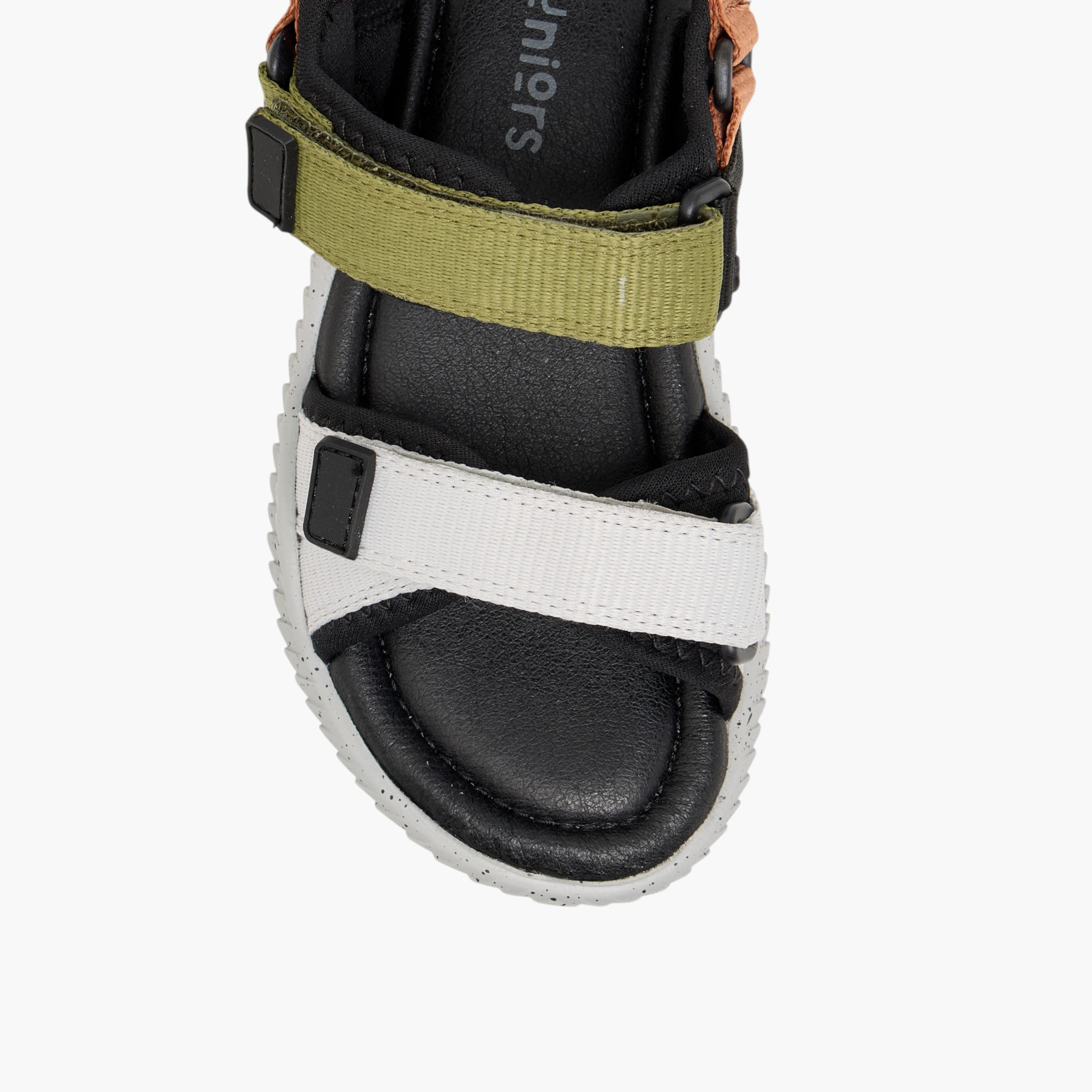 Juniors Solid Strap Sandals with Hook and Loop Closure-boys-shoes-sandals-image-3