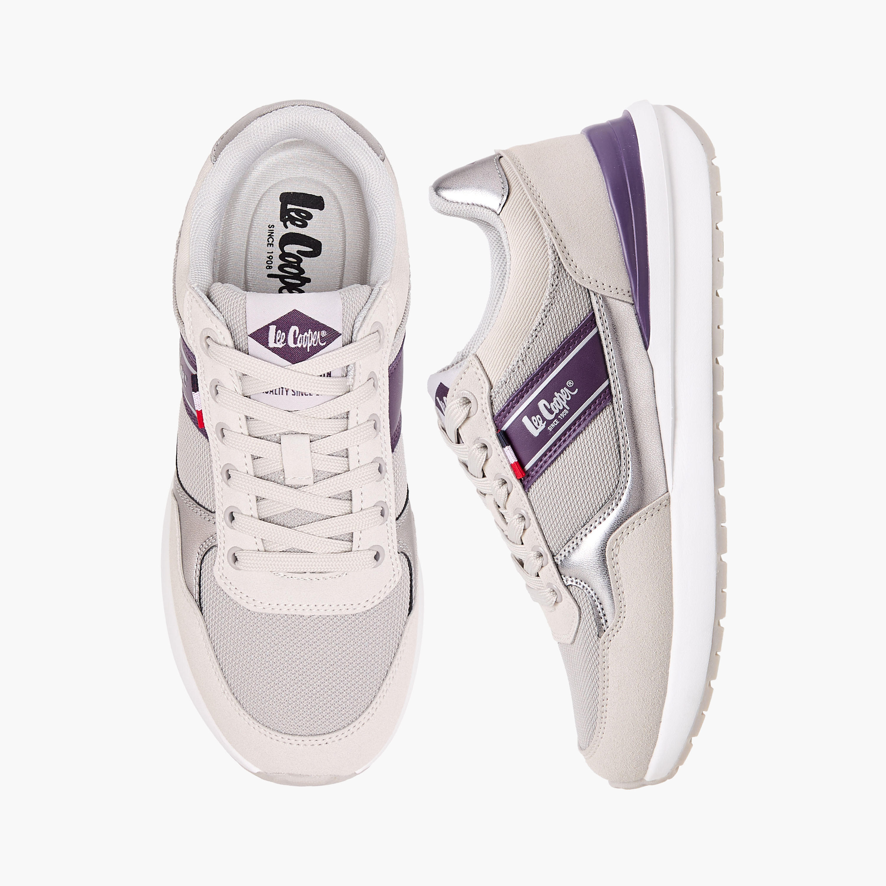 Lee Cooper Women's Logo Print Sneakers with Lace-Up Closure-women-shoes-sneakers-image-1
