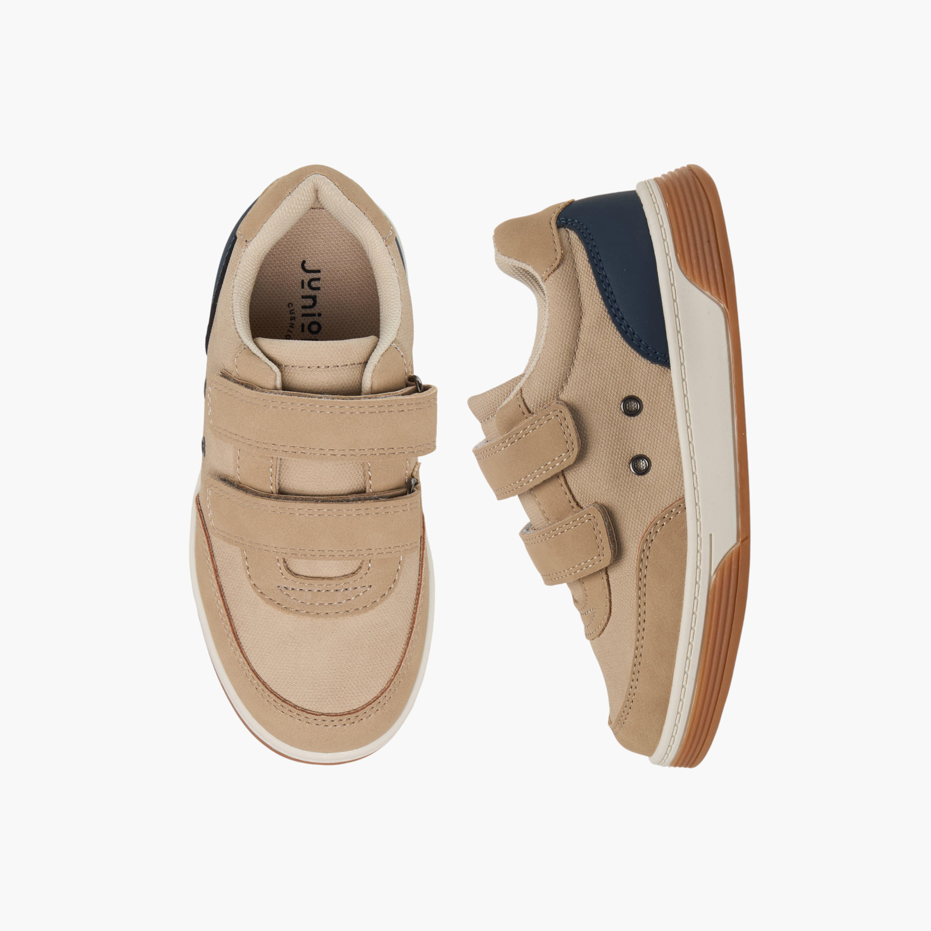 Juniors Colourblock Sneakers with Hook and Loop Closure-boys-shoes-sneakers-image-1