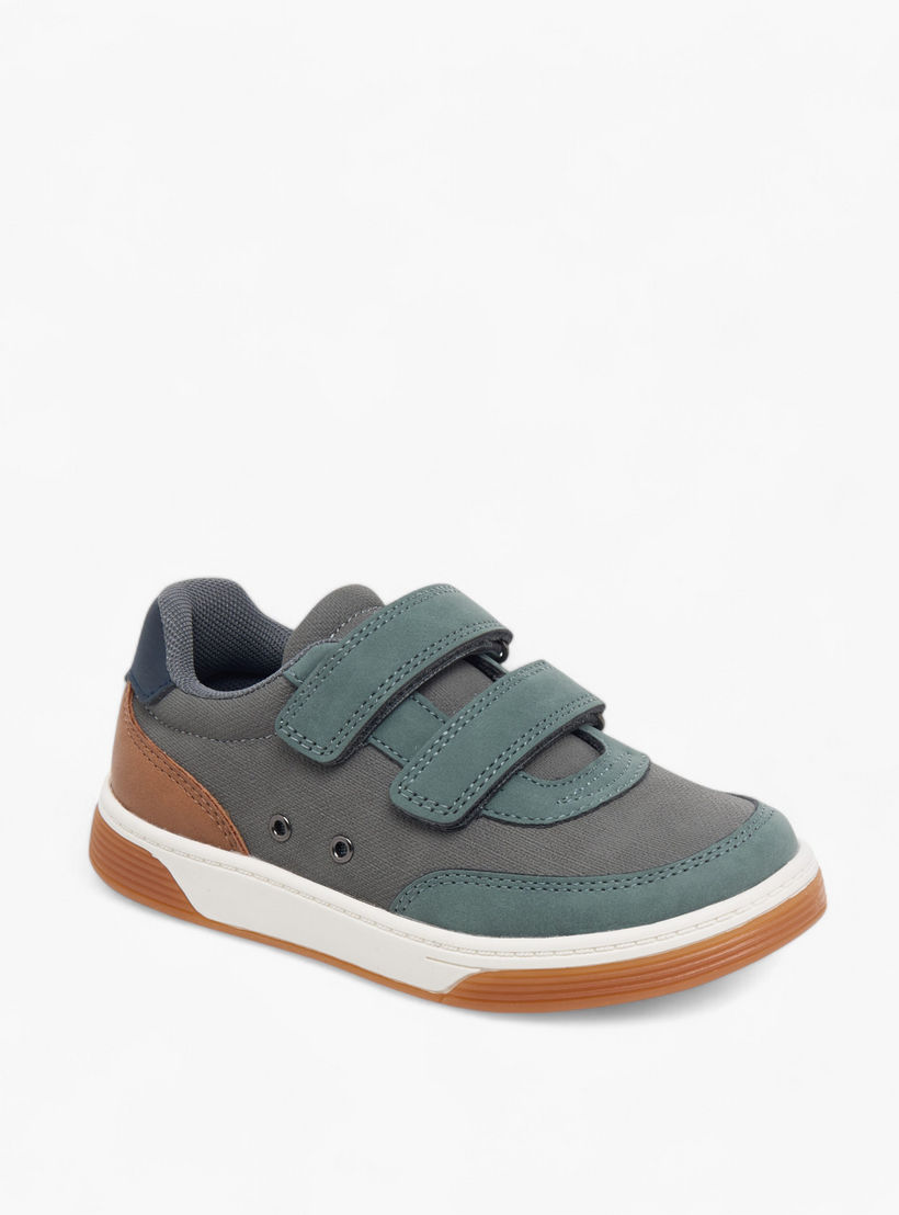 Juniors Colourblock Sneakers with Hook and Loop Closure-boys-shoes-sneakers-image-2