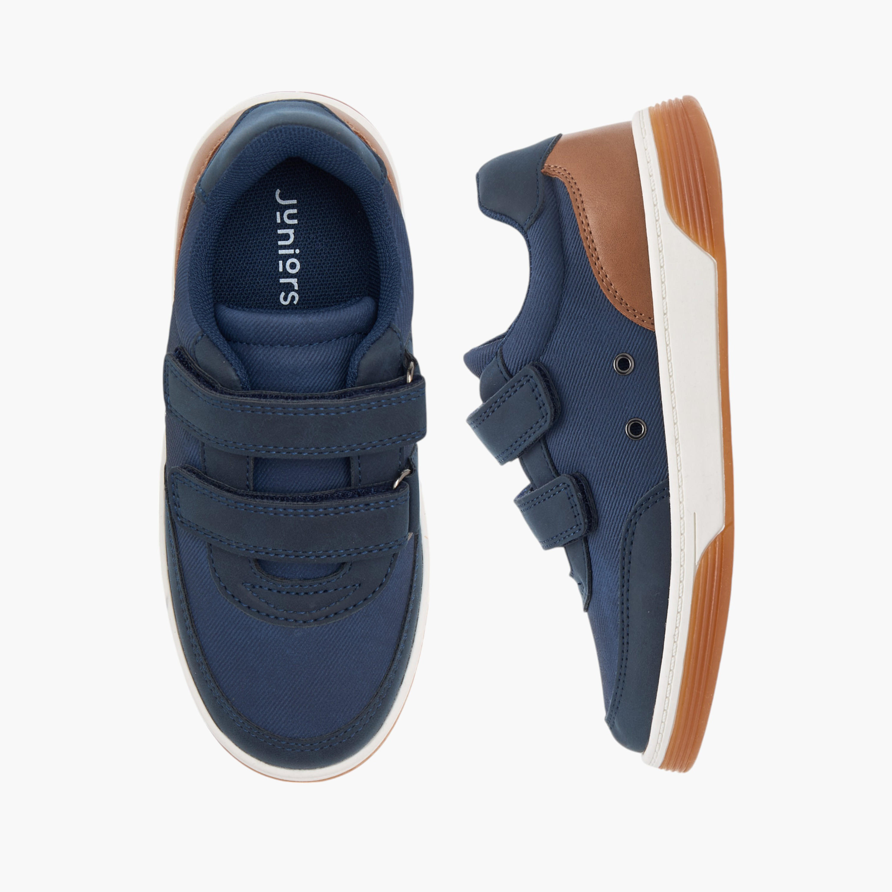 Juniors Colourblock Sneakers with Hook and Loop Closure-boys-shoes-sneakers-image-1