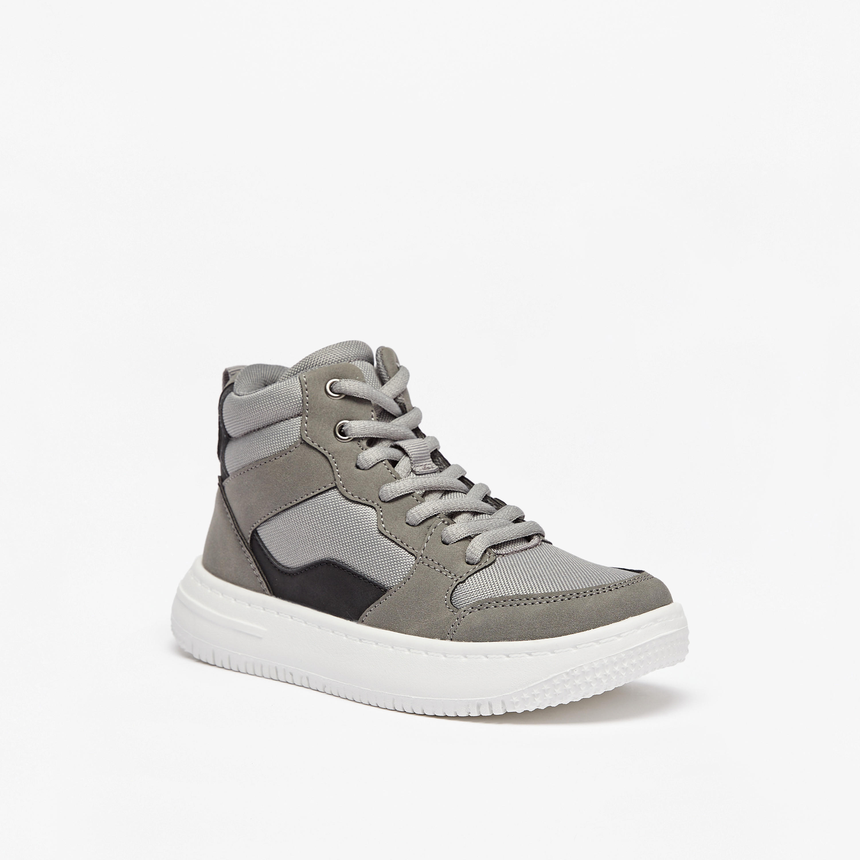 Mister Duchini Panelled High Top Sneakers with Zip Closure-boys-shoes-sneakers-image-1