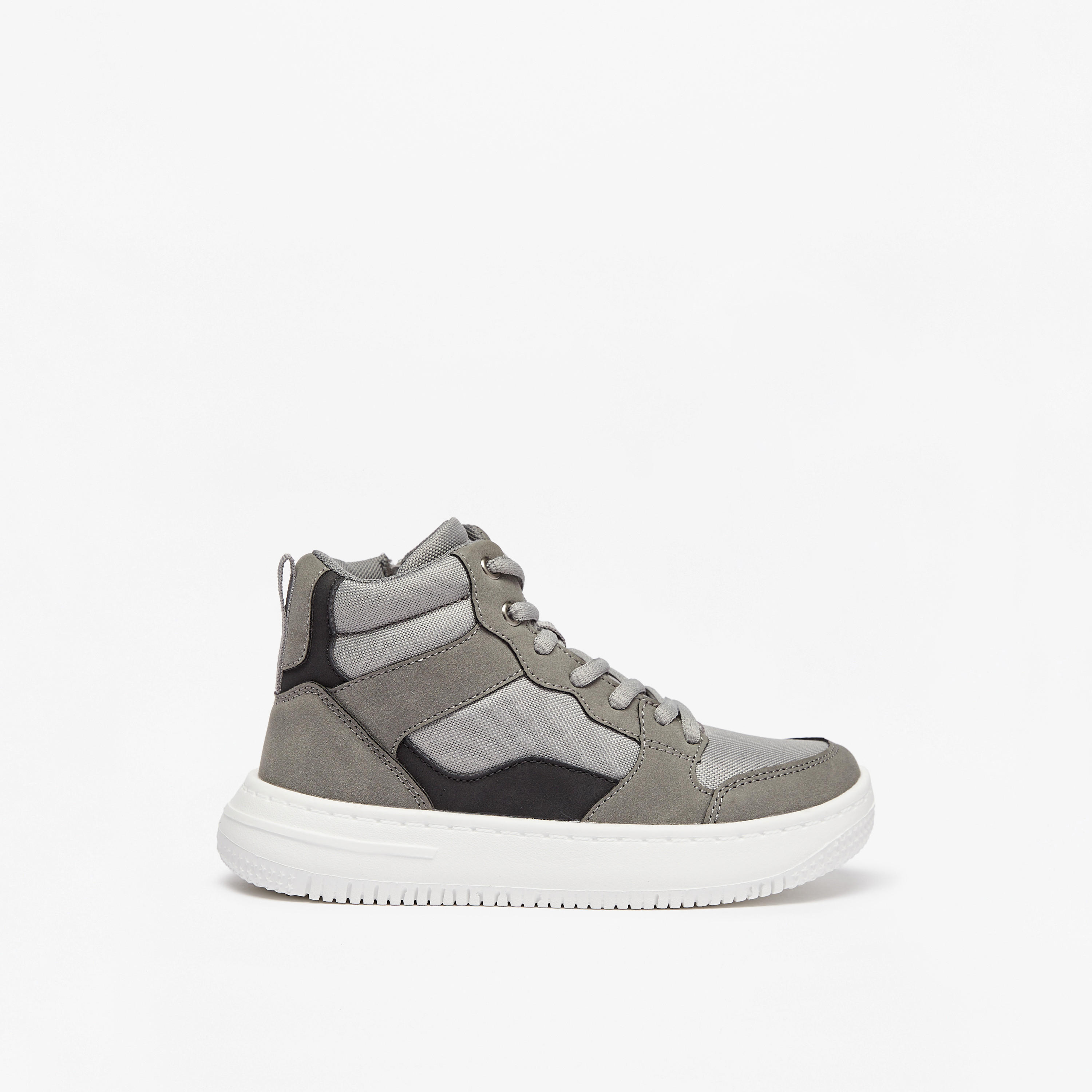 Mister Duchini Panelled High Top Sneakers with Zip Closure-boys-shoes-sneakers-image-2