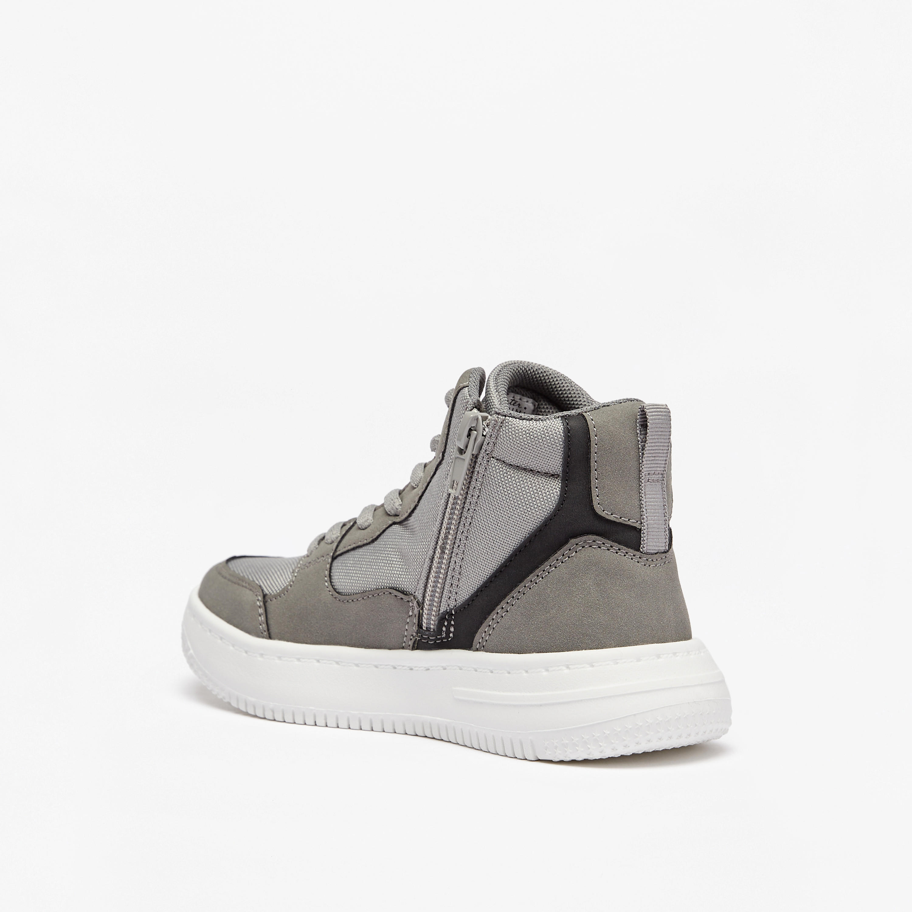 Mister Duchini Panelled High Top Sneakers with Zip Closure-boys-shoes-sneakers-image-3