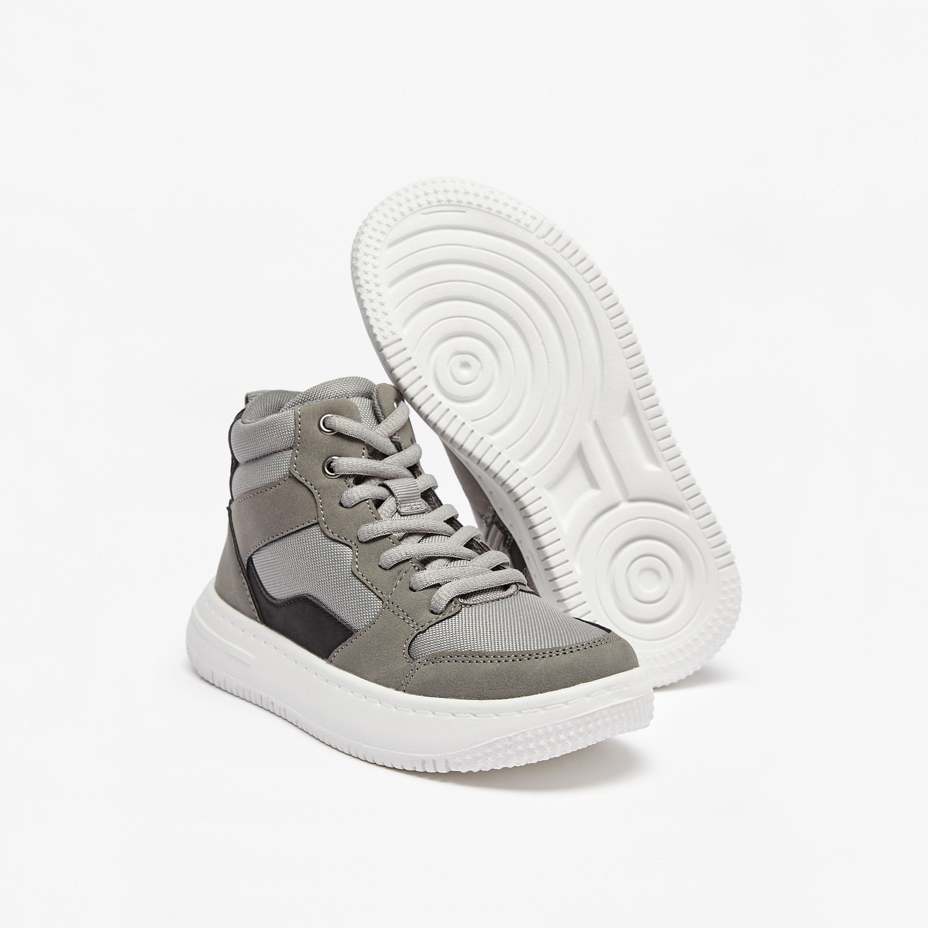 Mister Duchini Panelled High Top Sneakers with Zip Closure-boys-shoes-sneakers-image-4