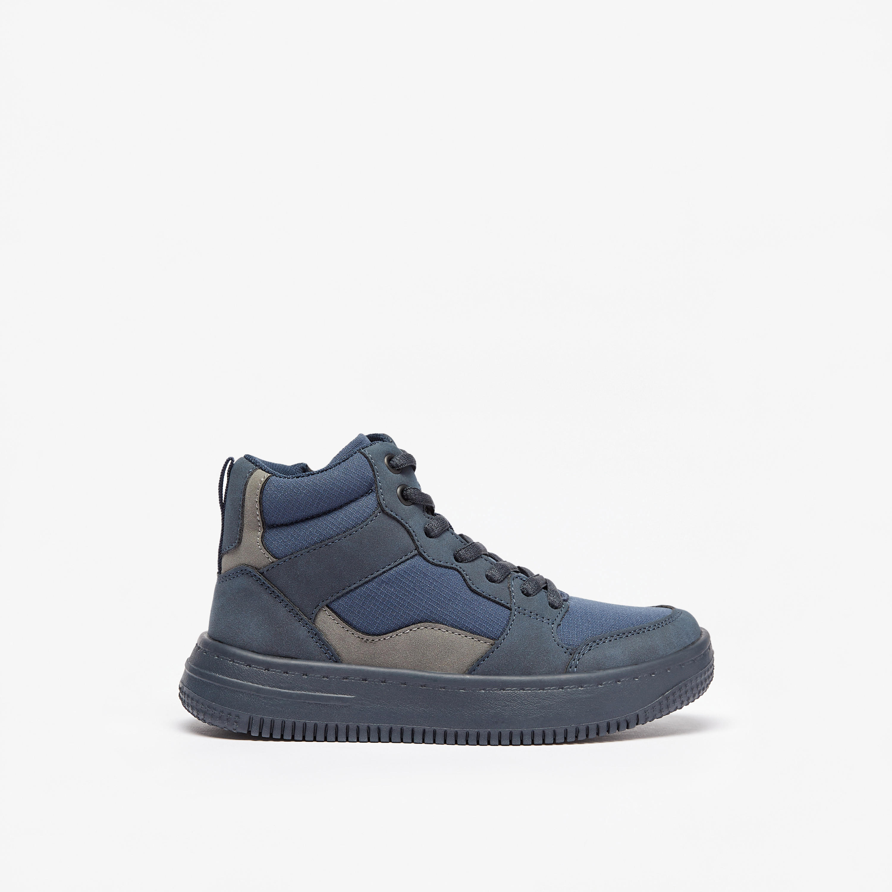 Mister Duchini Panelled High Top Sneakers with Zip Closure-boys-shoes-sneakers-image-13