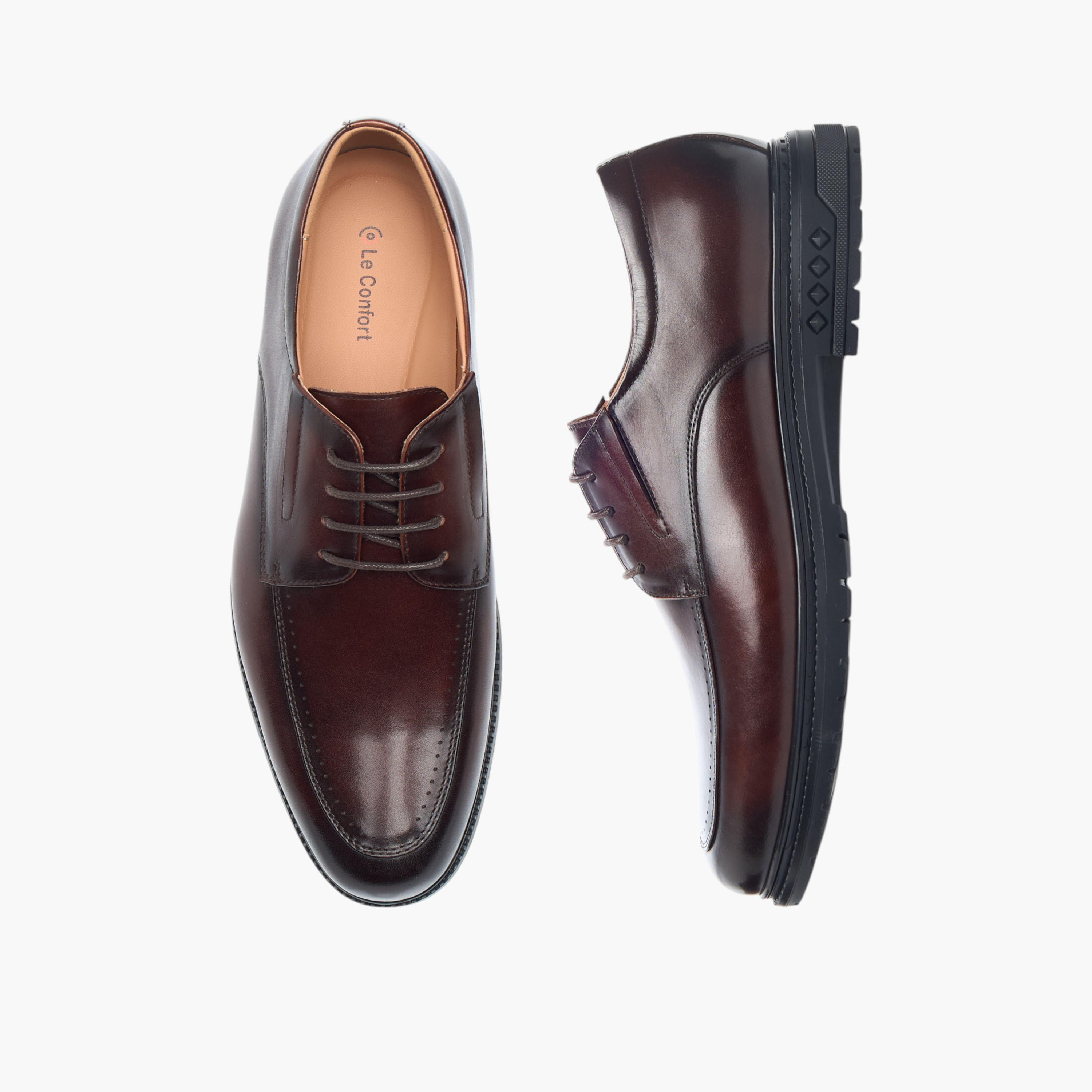 Le Confort Leather Solid Derby Shoes with Lace-Up Closure-men-shoes-formalshoes-image-1