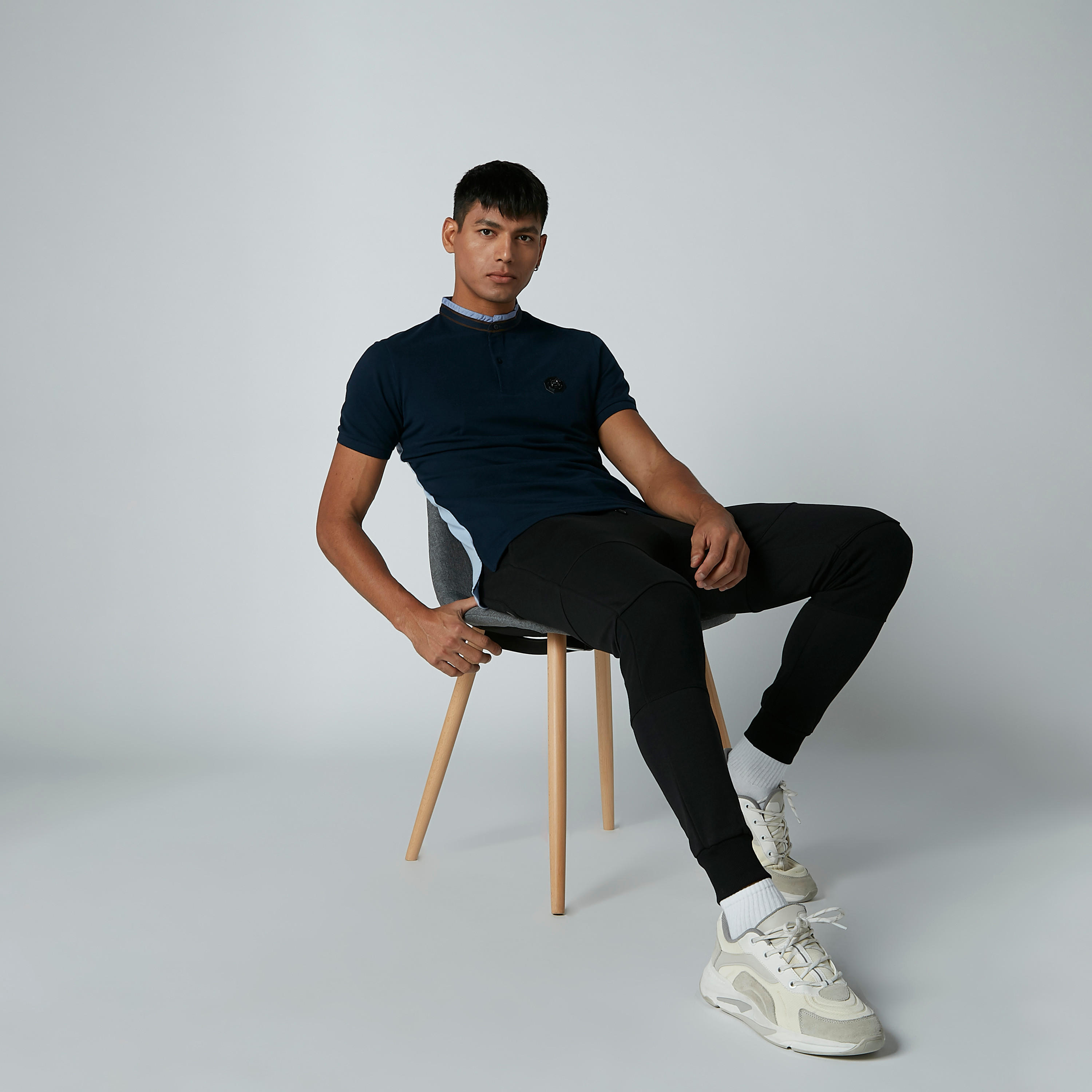 Iconic Henley Neck T-shirt with Short Sleeves-men-clothing-tshirtsandpolos-tshirts-image-1