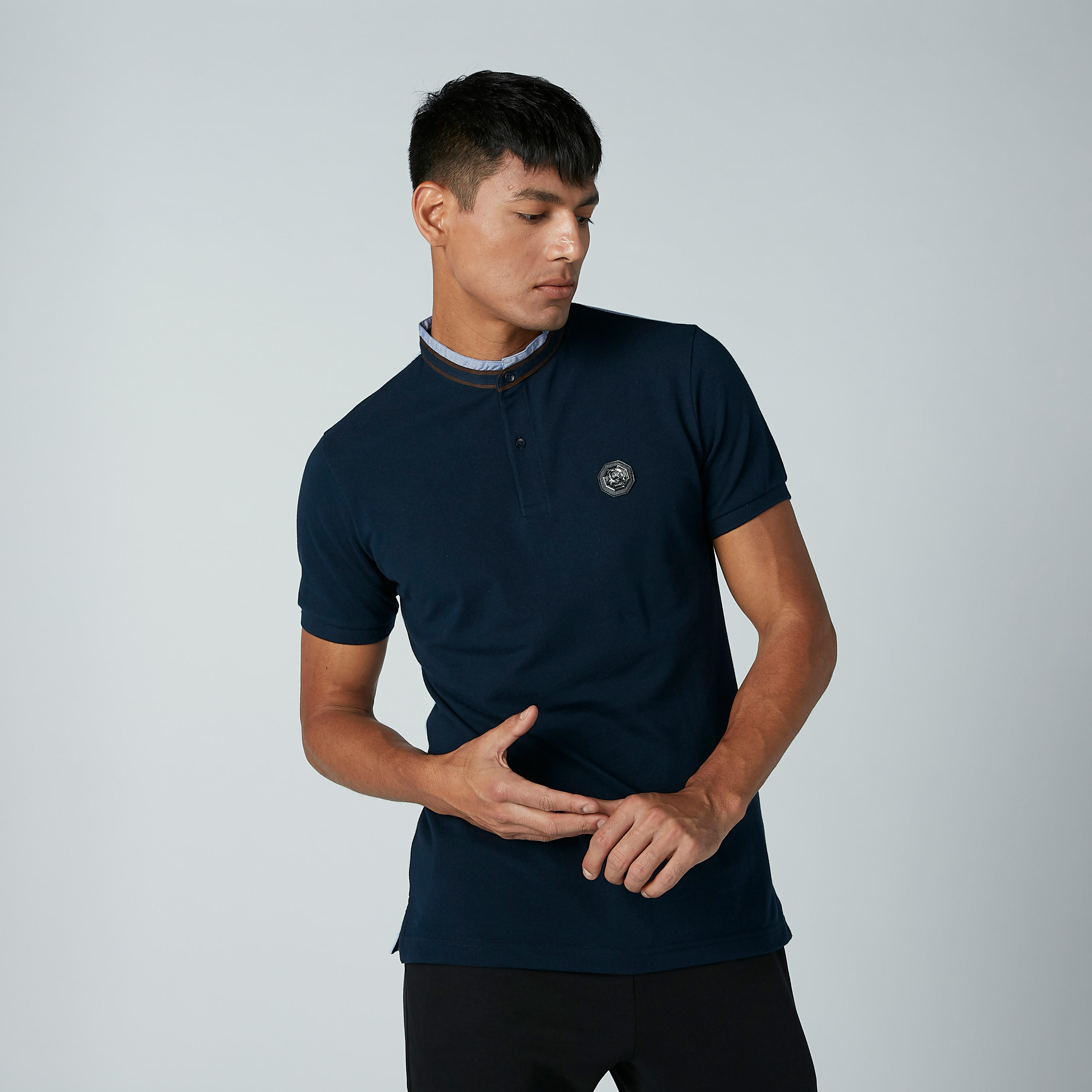 Iconic Henley Neck T-shirt with Short Sleeves-men-clothing-tshirtsandpolos-tshirts-image-3