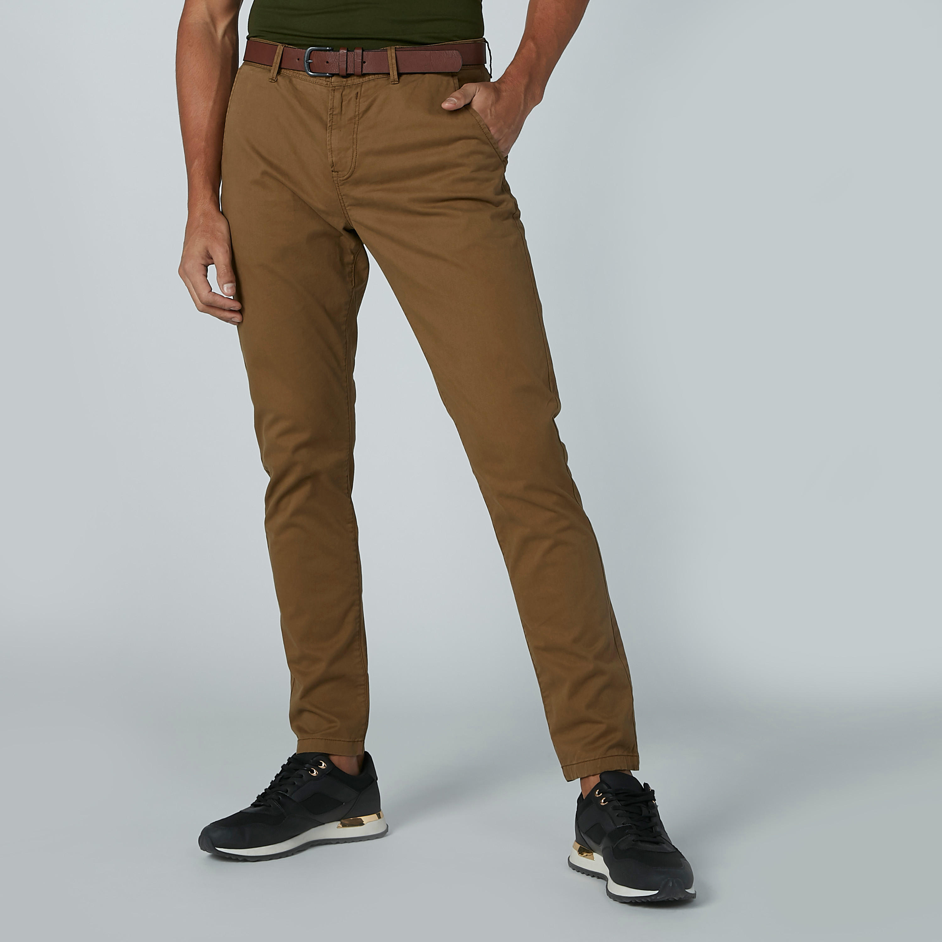 Iconic Full Length Solid Chinos with Pocket Detail and Belt Loops-men-clothing-bottoms-trousersandchinos-trousers-image-1