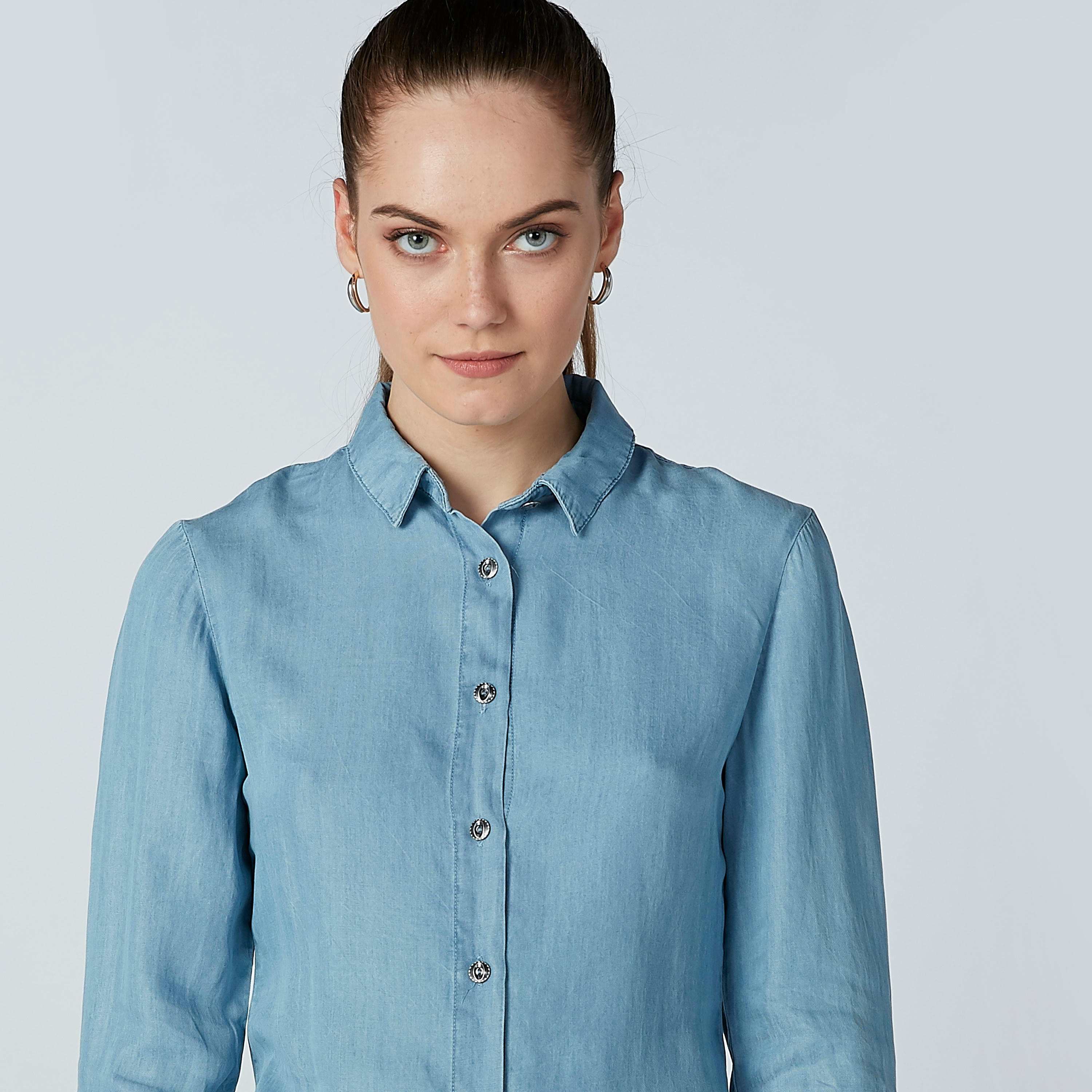 تونيك سادة بأكمام طويلة وحوّاف غير مستويّة من آيكونيك-women-clothing-shirtsandblouses-blouses-image-2